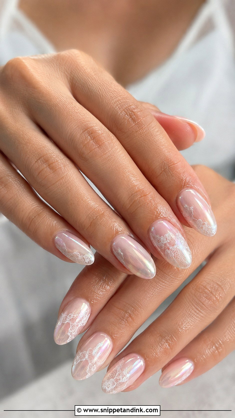 Chrome Lace Bridal Nails - Snippet and Ink - 20 Lace Bridal Nails