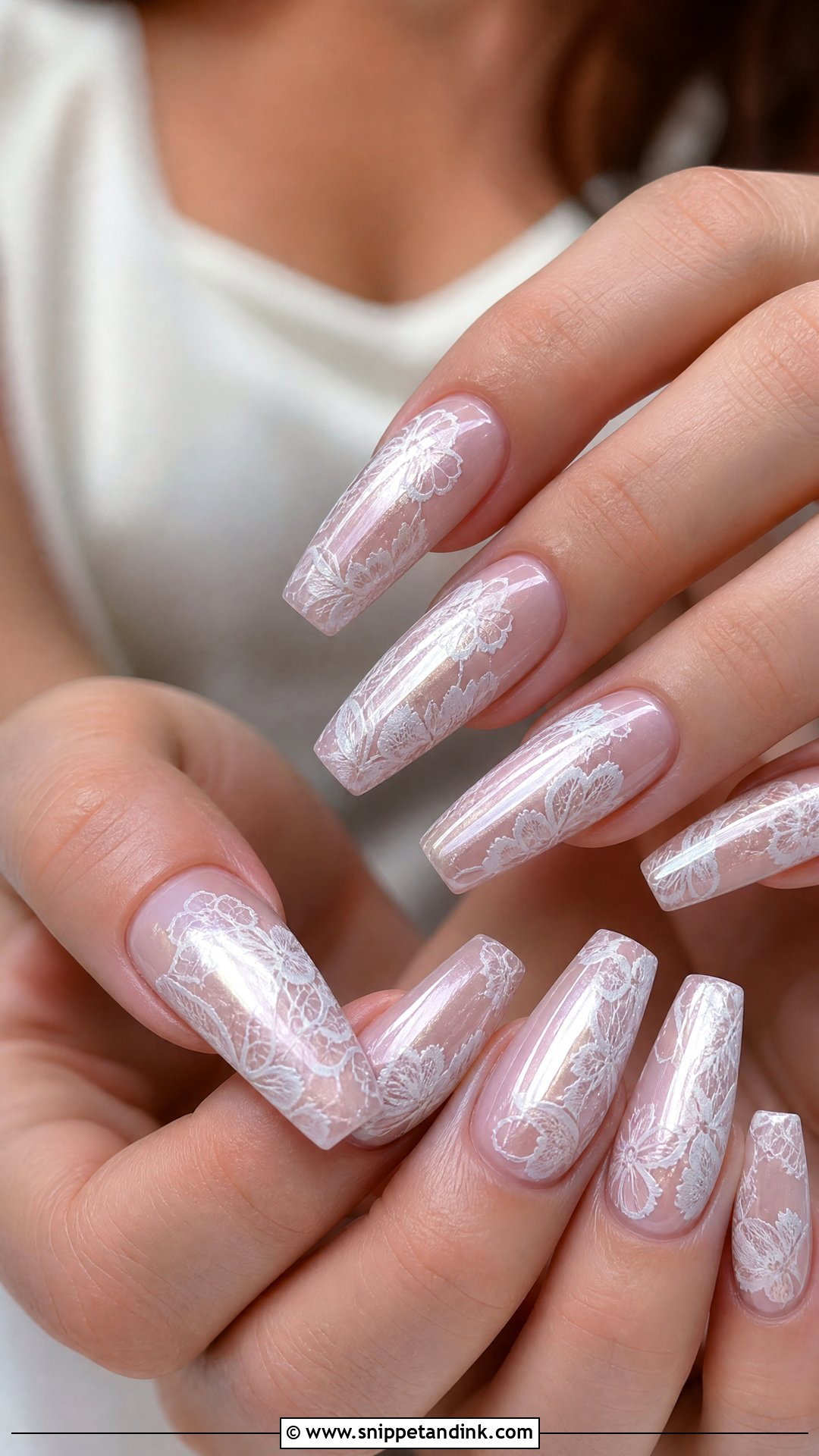 Chrome Lace Wedding Nails - Snippet and Ink - 25 Lace Wedding Nails