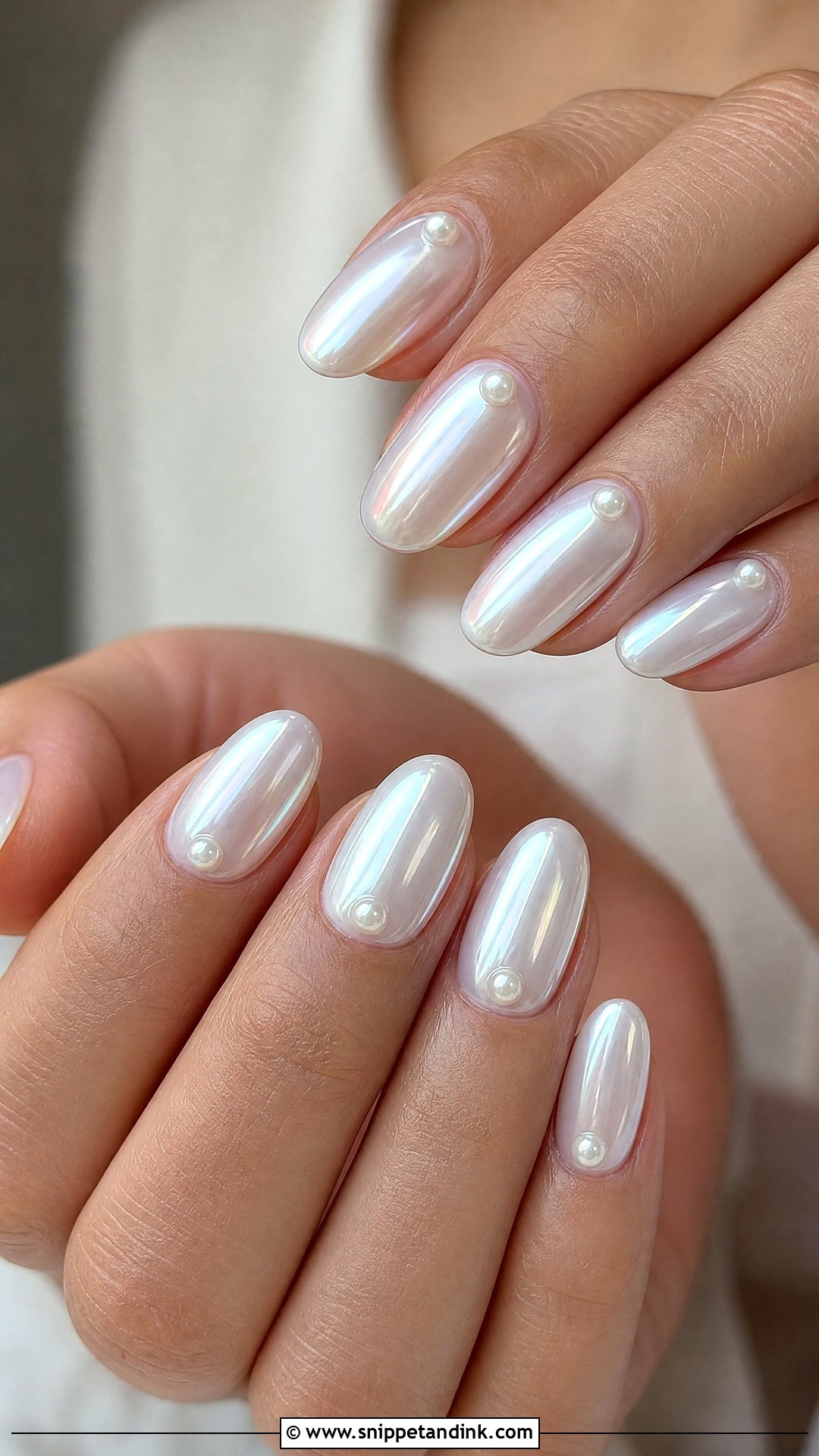 Chrome Pearl Accent Wedding Nails - Snippet and Ink - 25 Chrome Wedding Nails