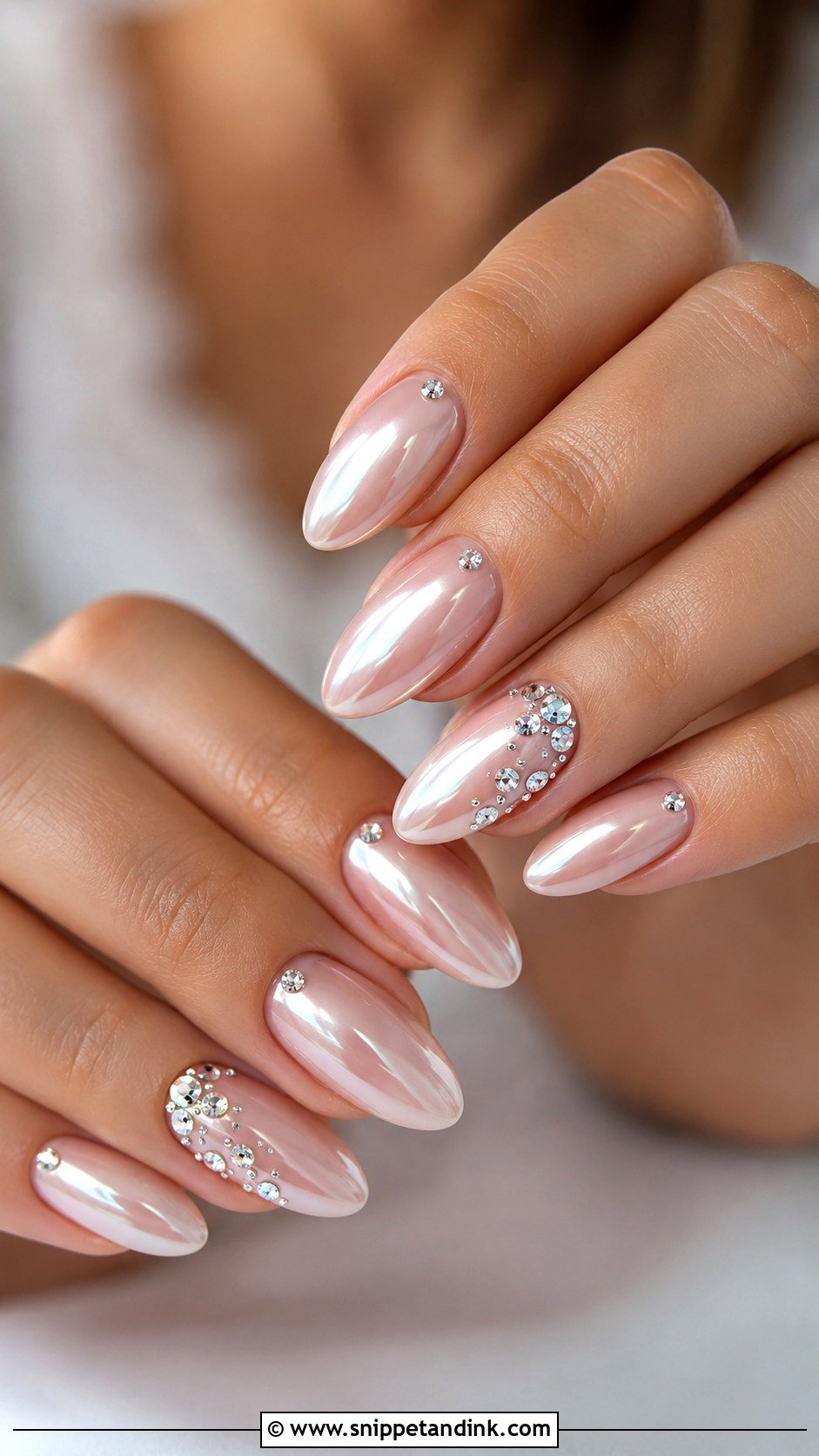 Chrome Rhinestone Wedding Nails - Snippet and Ink - 20 Wedding Nails with Rhinestones