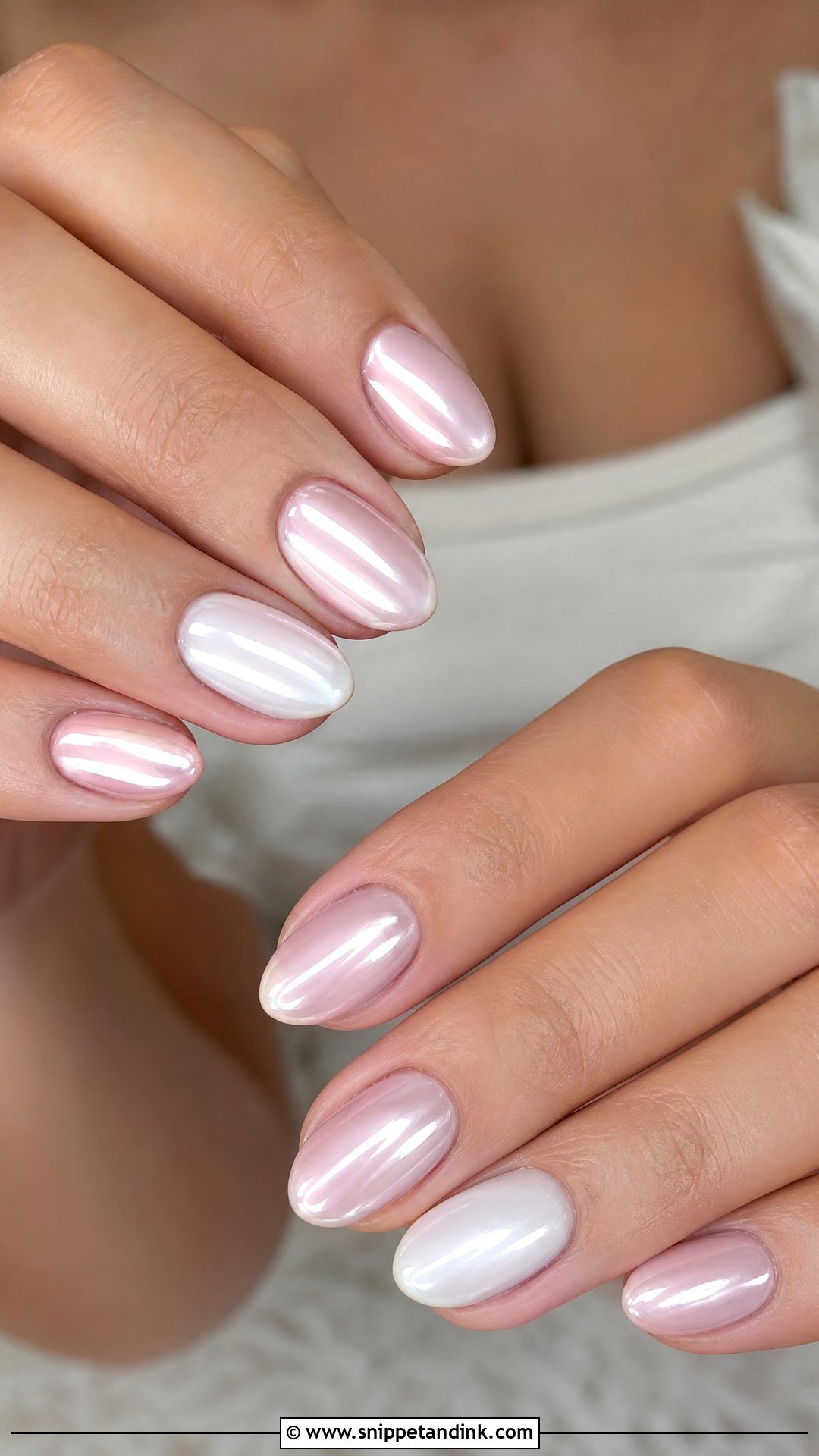 Chrome Short Bridal Nails - Snippet and Ink - 25 Short Bridal Nails