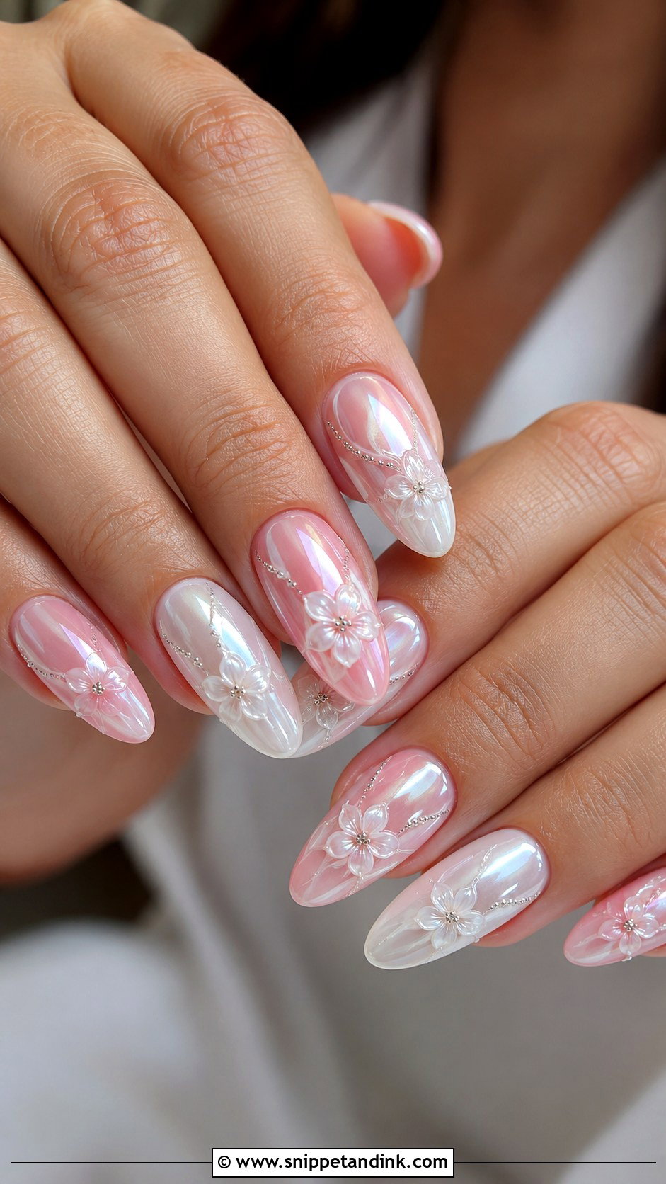 Chrome Wedding Nails With Flowers - Snippet and Ink - 20 Wedding Nails with Flowers
