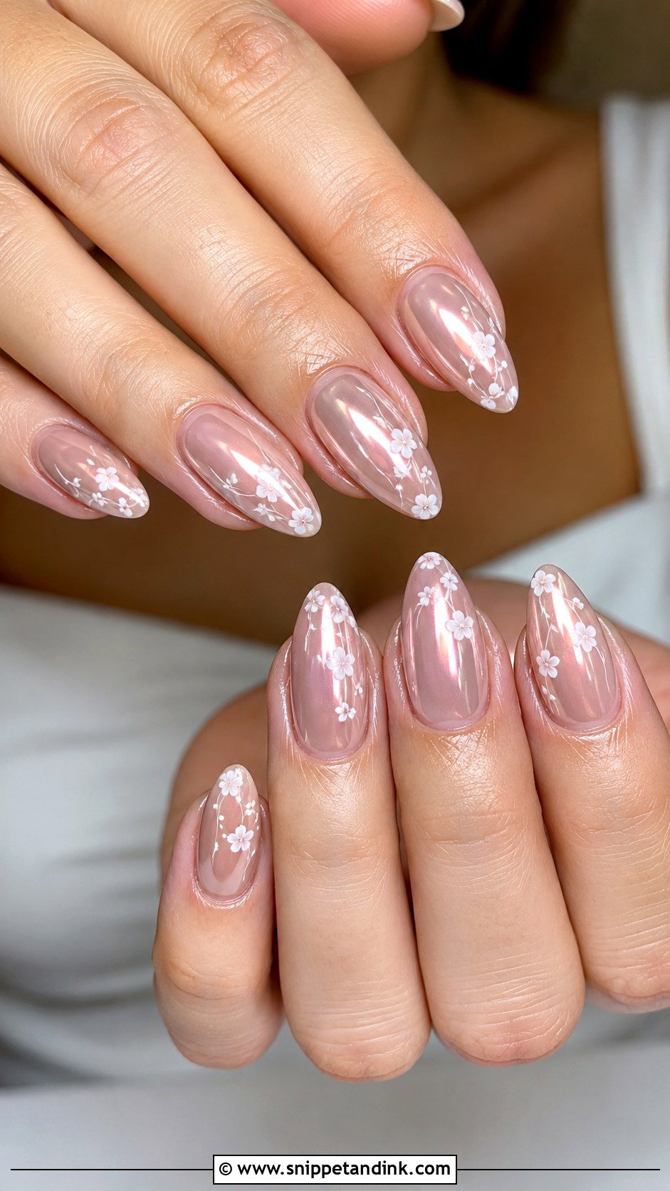 Chrome Wedding Nails With Flowers - Snippet and Ink - 20 Chrome Nails for Wedding