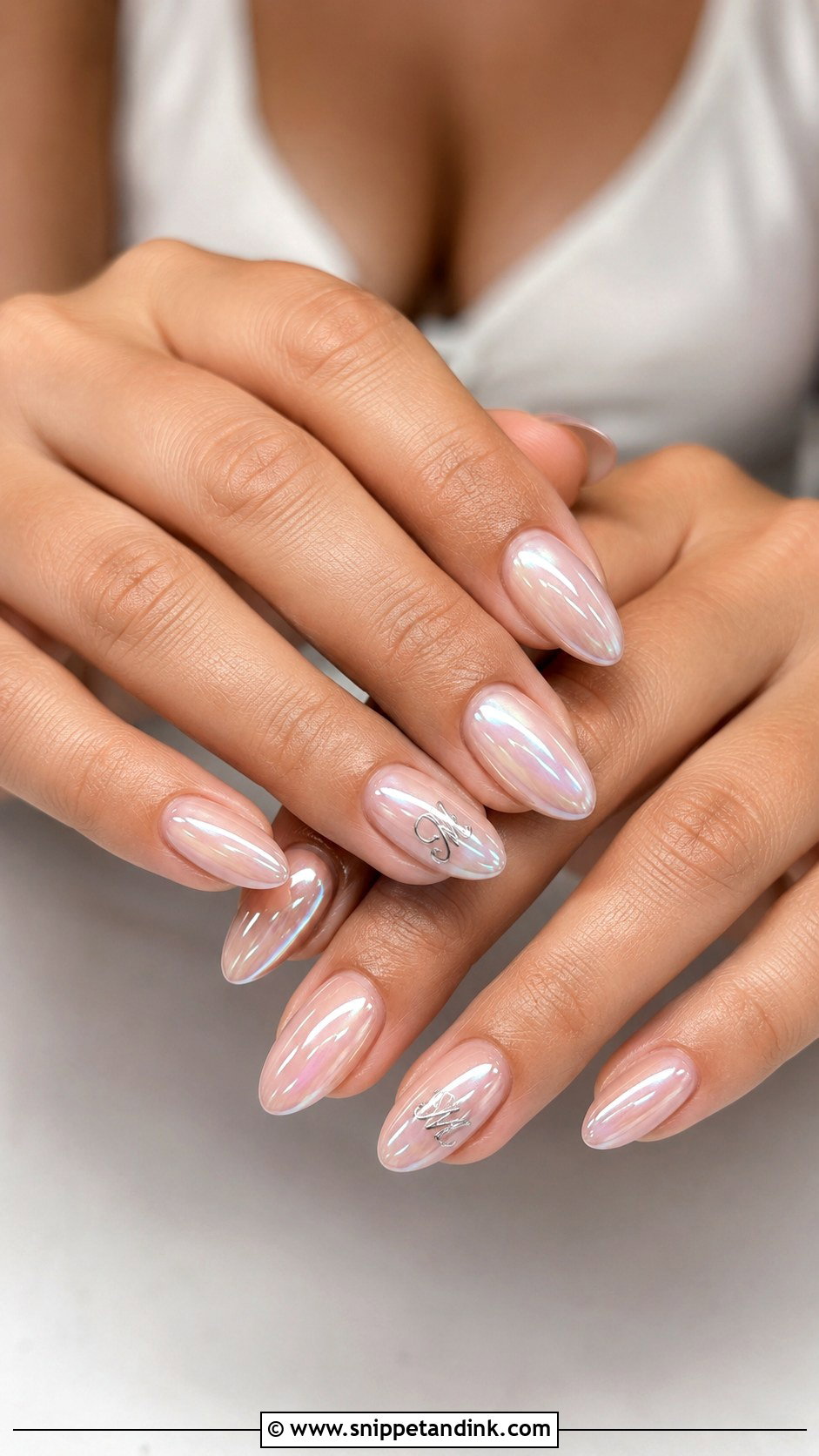 Chrome Wedding Nails With Initials - Snippet and Ink - 20 Wedding Nails with Initials