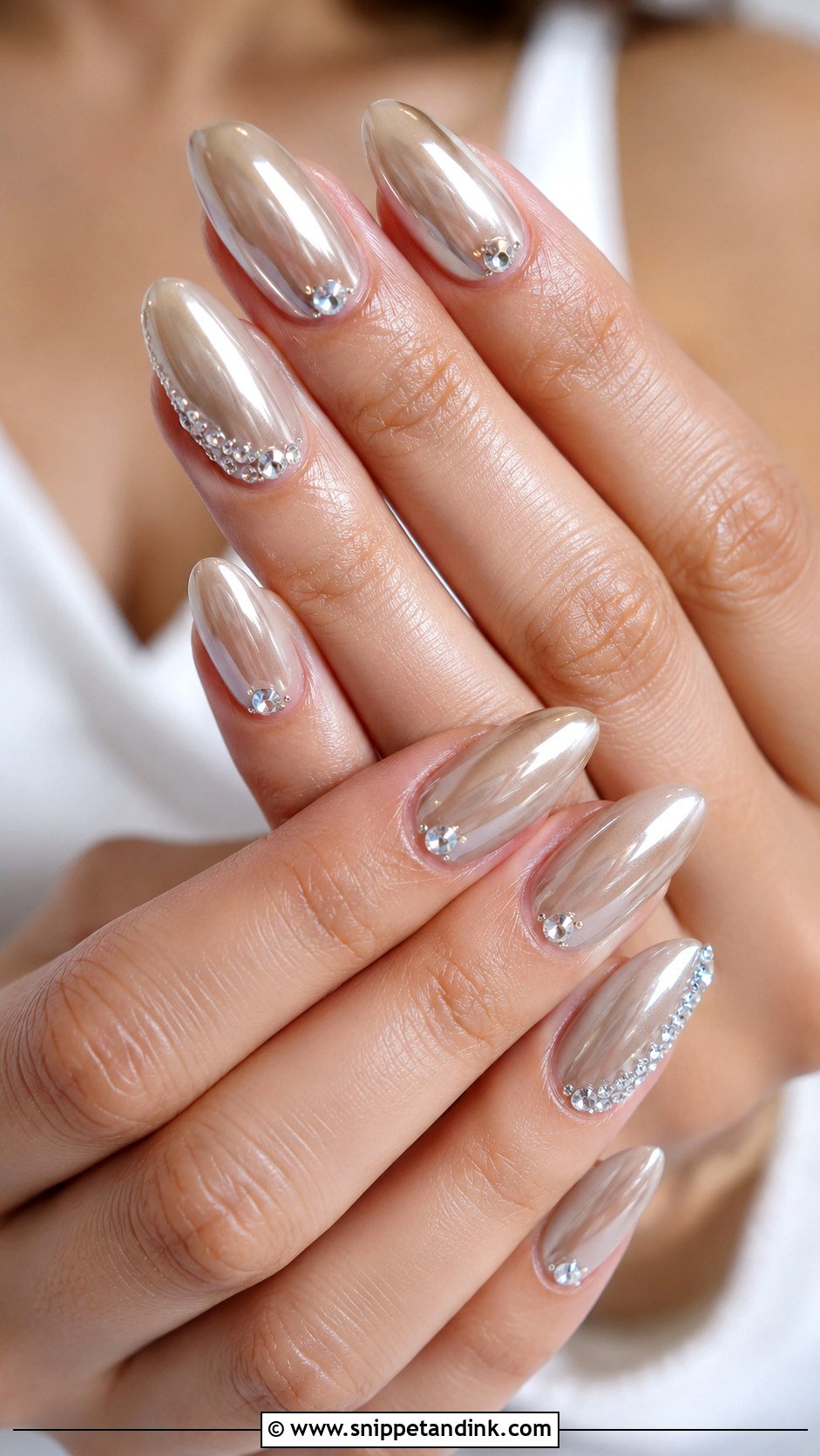 Chrome Wedding Nails With Rhinestones - Snippet and Ink - 20 Chrome Nails for Wedding
