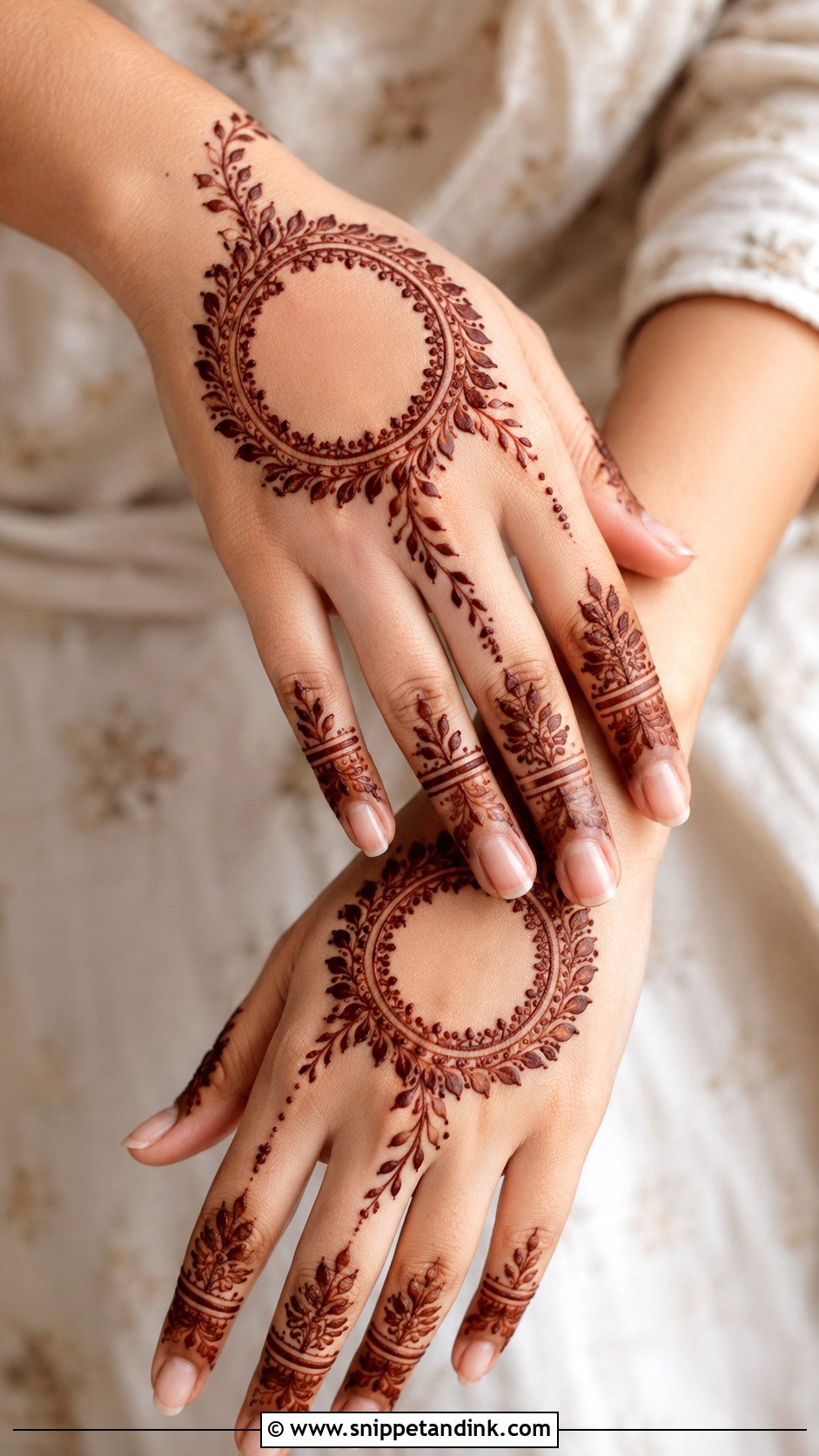 Circle Mehndi Design With Leaves - Snippet and Ink - 35 Circle Mehndi Designs