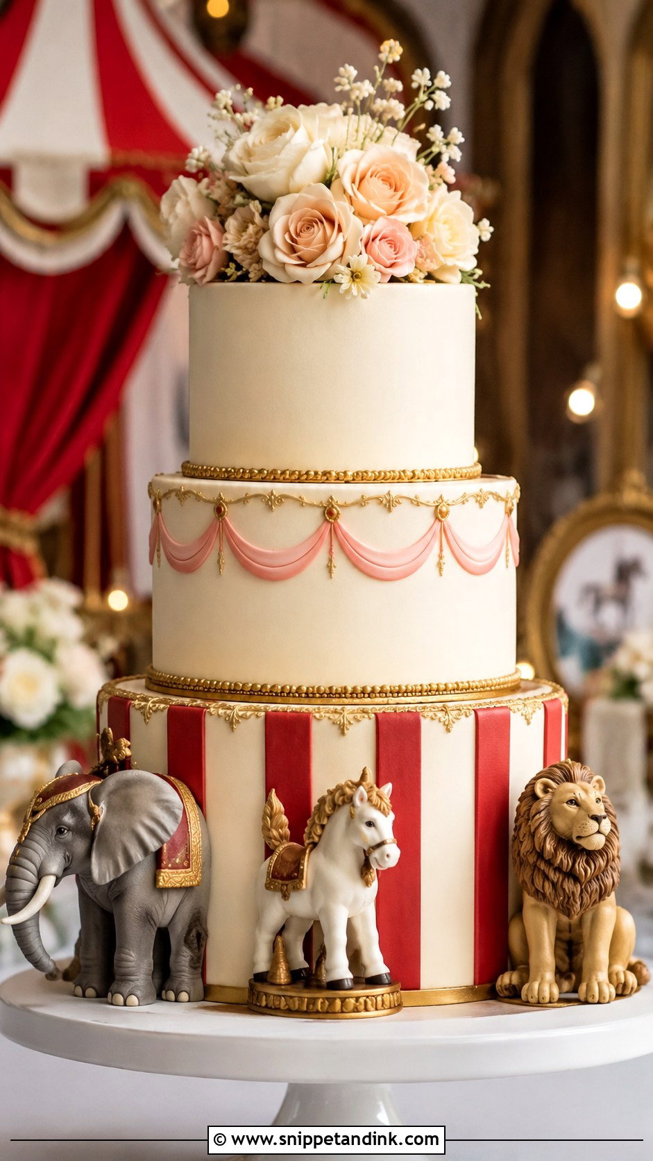 Circus Animal Wedding Cake - Snippet and Ink - 20 Circus Wedding Cake Ideas