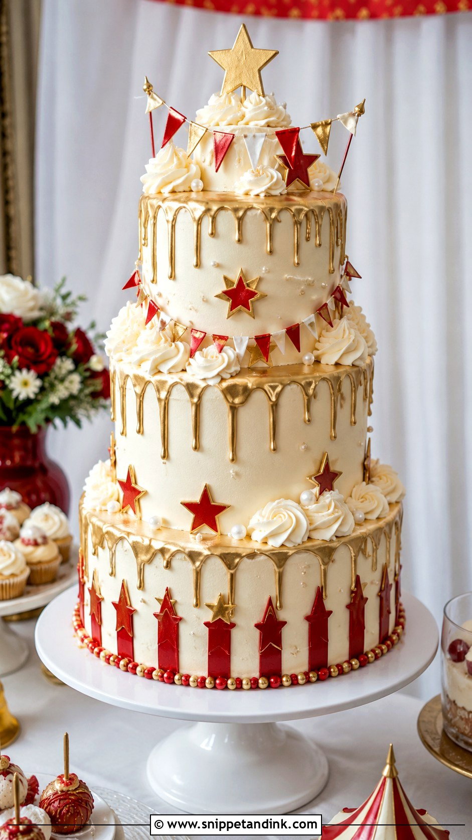 Circus Drip Wedding Cake - Snippet and Ink - 20 Circus Wedding Cake Ideas