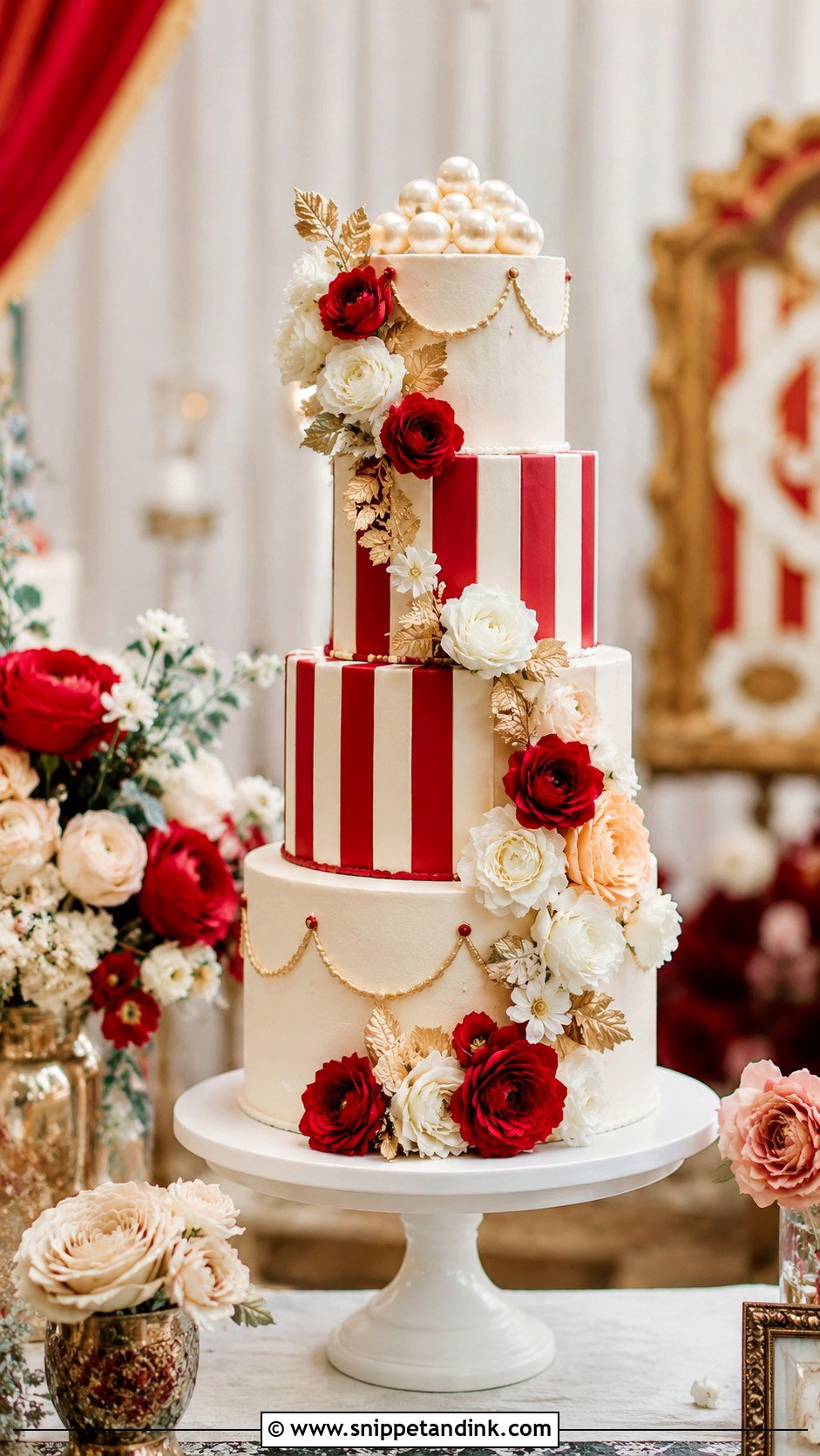 Circus Wedding Cake With Flowers - Snippet and Ink - 20 Circus Wedding Cake Ideas