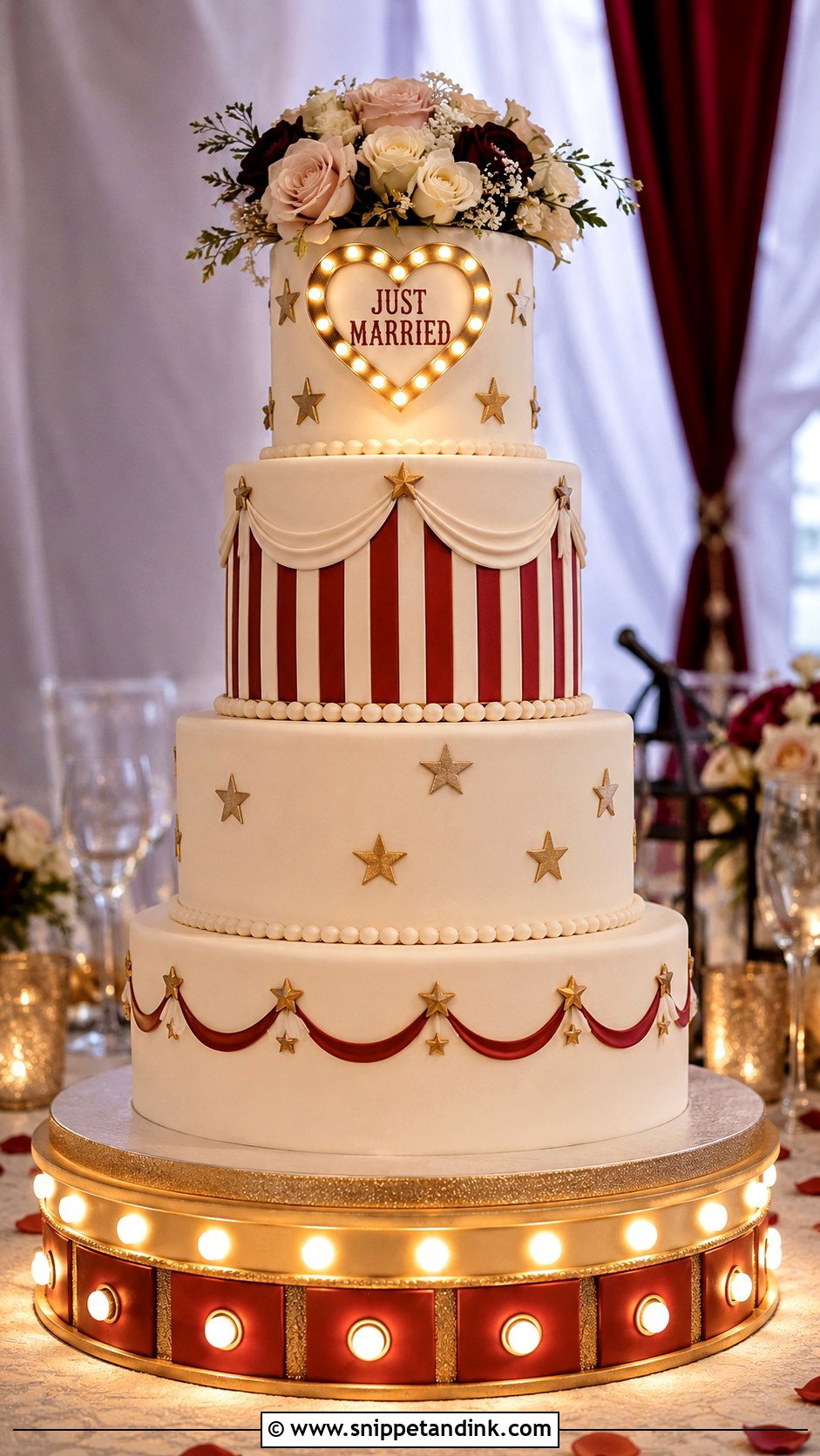 Circus Wedding Cake With Lights - Snippet and Ink - 20 Circus Wedding Cake Ideas
