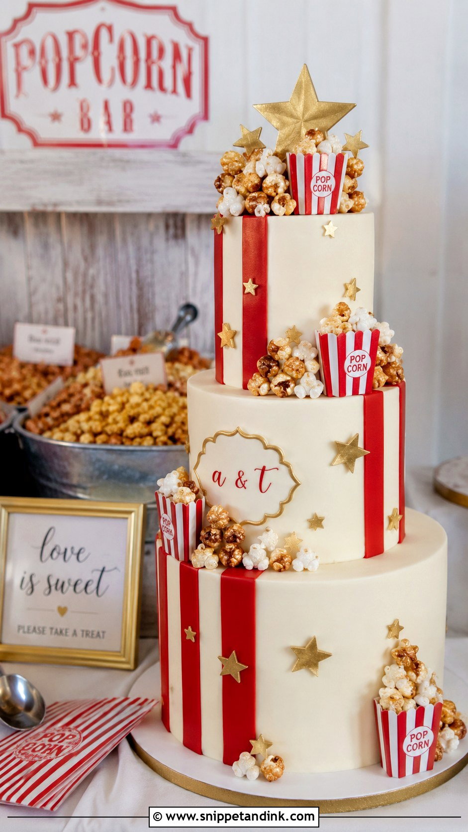 Circus Wedding Cake With Popcorn - Snippet and Ink - 20 Circus Wedding Cake Ideas