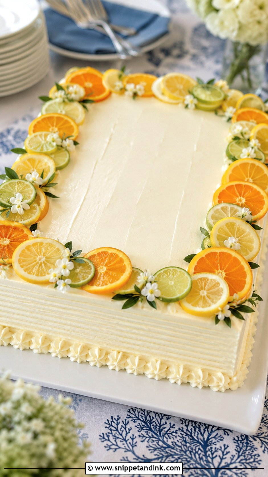 Citrus Wedding Sheet Cake - Snippet and Ink - 20 Summer Sheet Cake Designs for Wedding