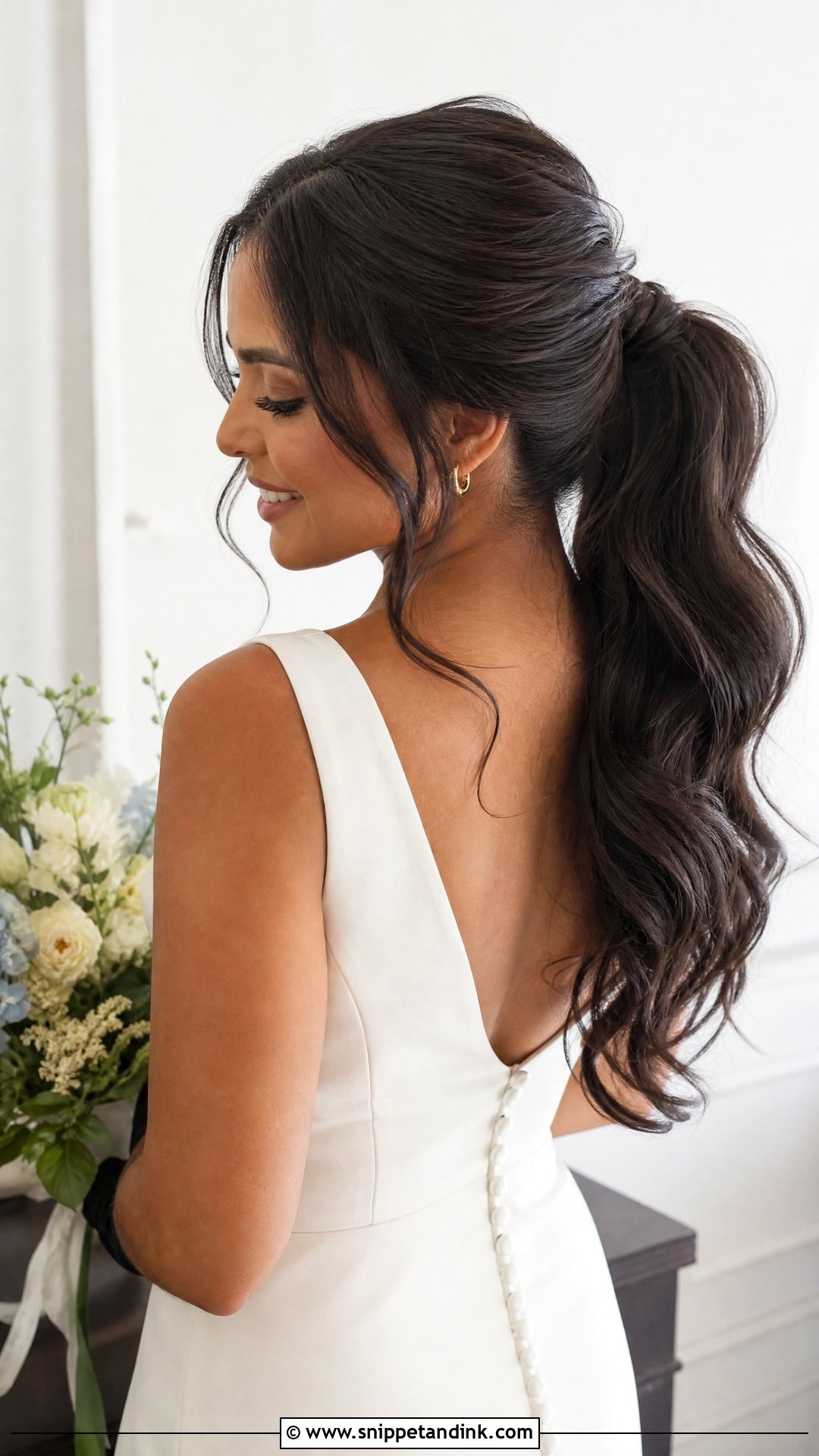 Civil Wedding Wavy Ponytail - Snippet and Ink - 15 Civil Wedding Hairstyle Brides
