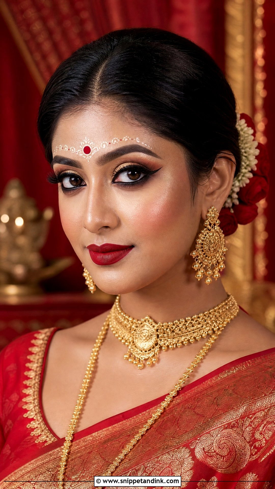 Classic Bengali Bridal Makeup - Snippet and Ink - 20 Bengali Bridal Wedding Makeup Ideas