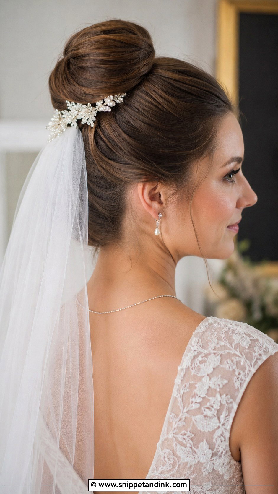 Classic Bridal Bun With Veil - Snippet and Ink - 20 Long Hair for Wedding Ideas