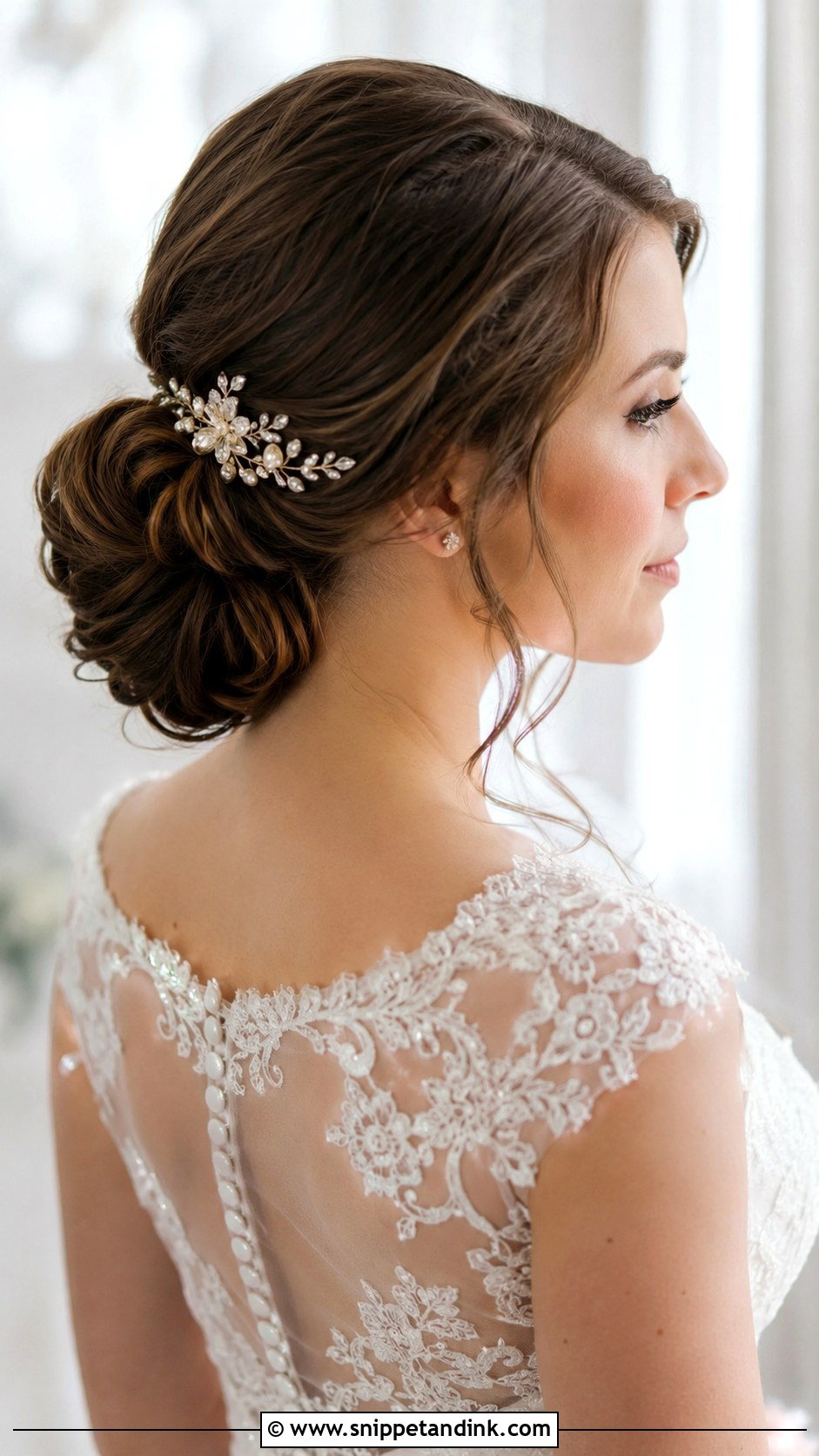 Classic Bridal Chignon - Snippet and Ink - 25 Wedding Updos for Medium Length Hair