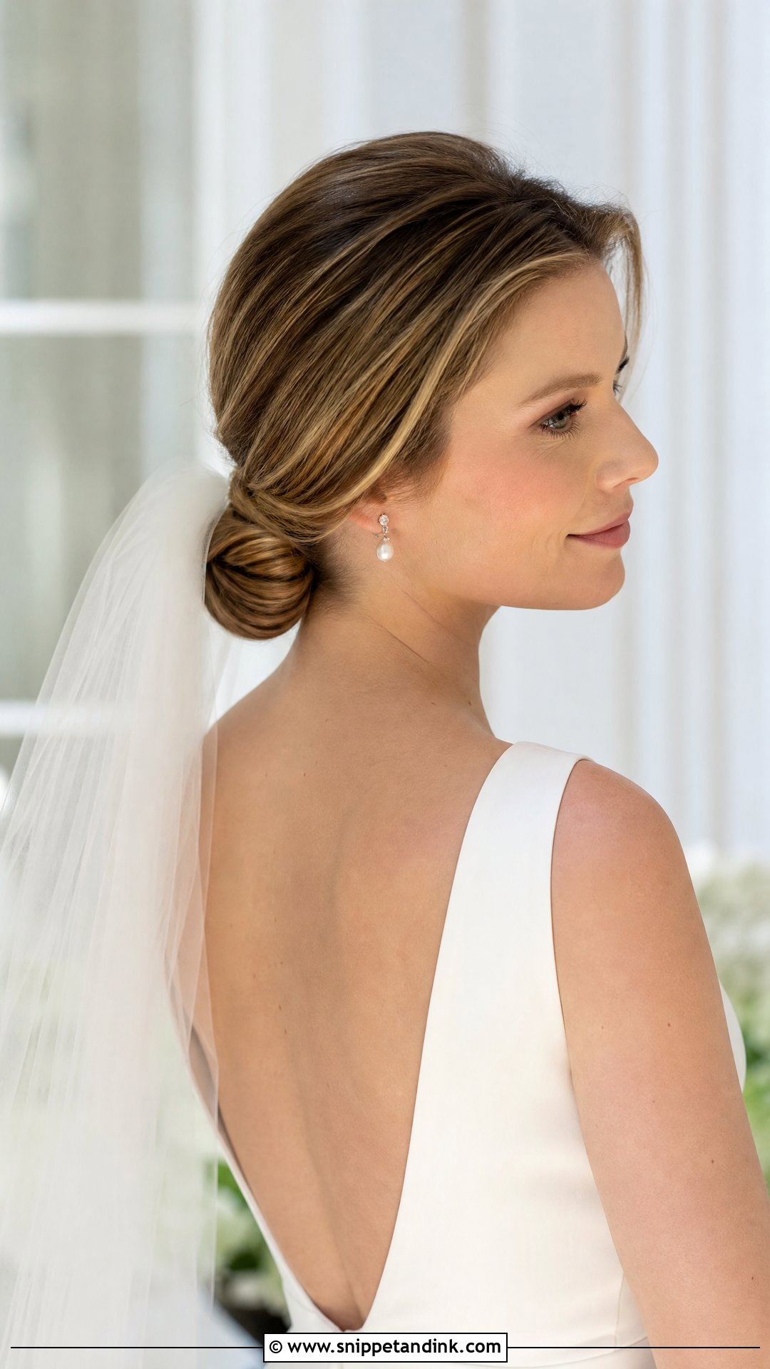 Classic Bridal Low Knot - Snippet and Ink - 15 Bridal Hair Low Updo Ideas