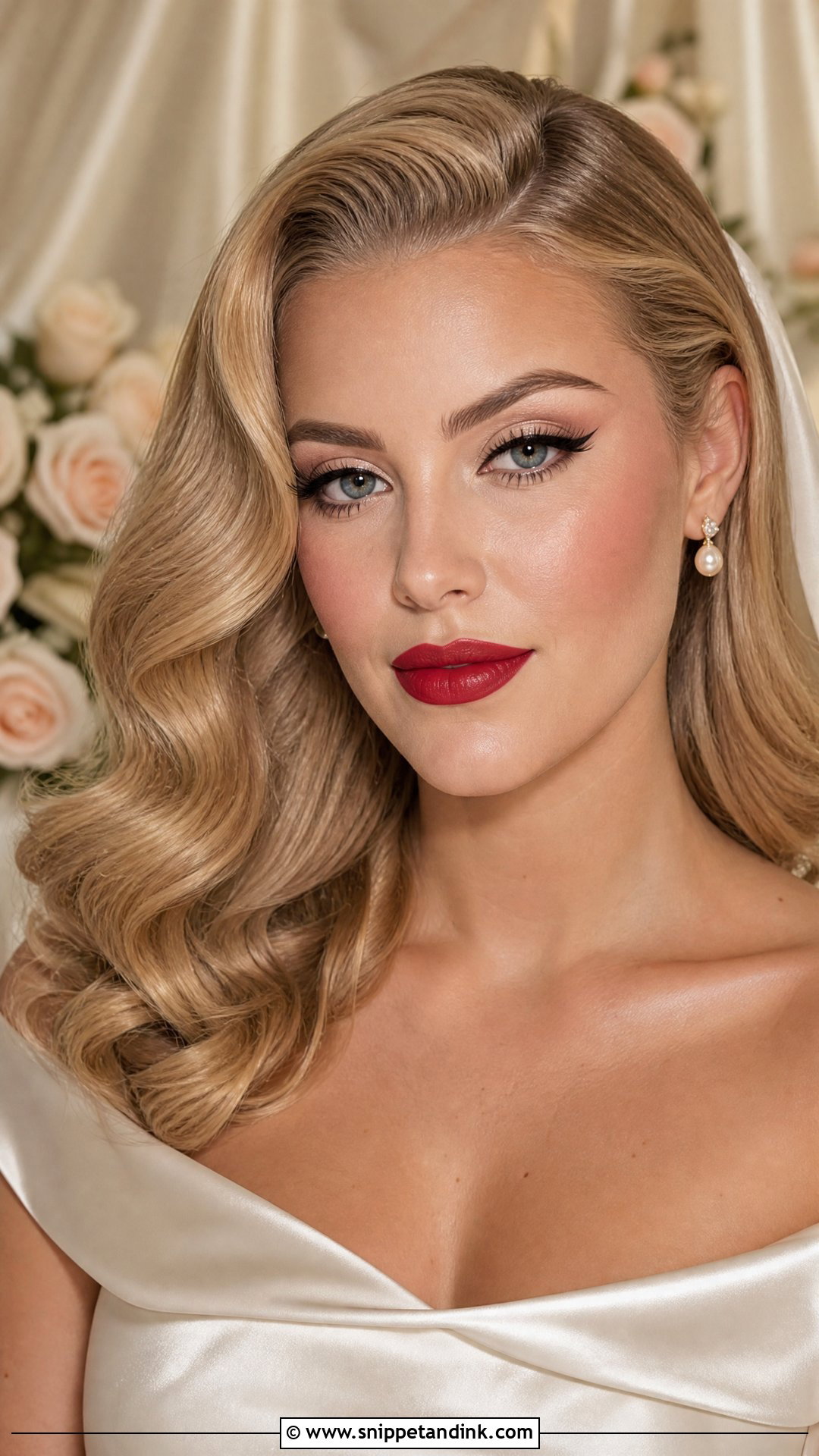 Classic Bridal Makeup With Red Lip - Snippet and Ink - 25 Wedding Makeup for Bride Ideas
