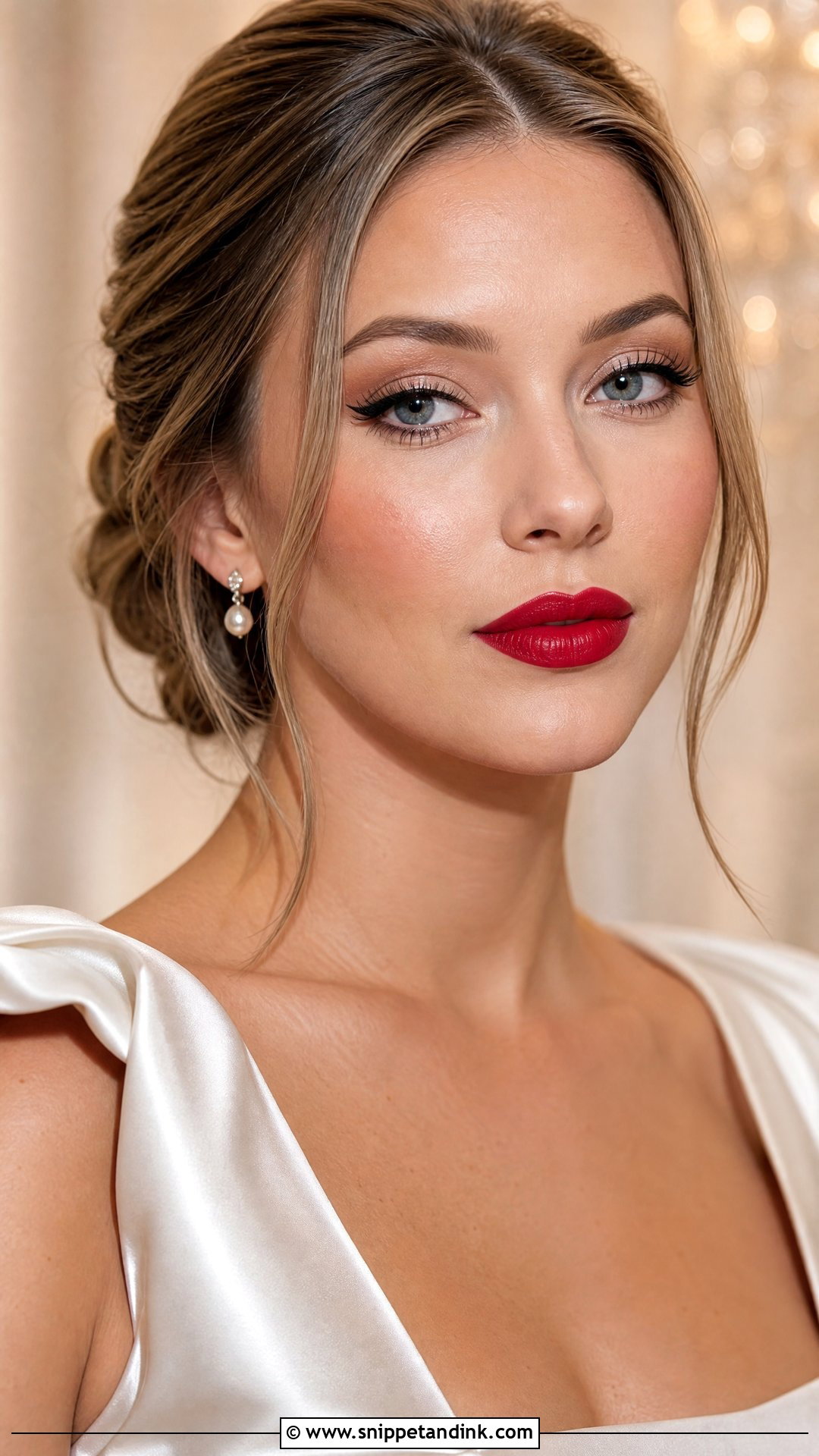 Classic Bridal Makeup With Red Lip - Snippet and Ink - 20 Traditional Bridal Makeup Ideas
