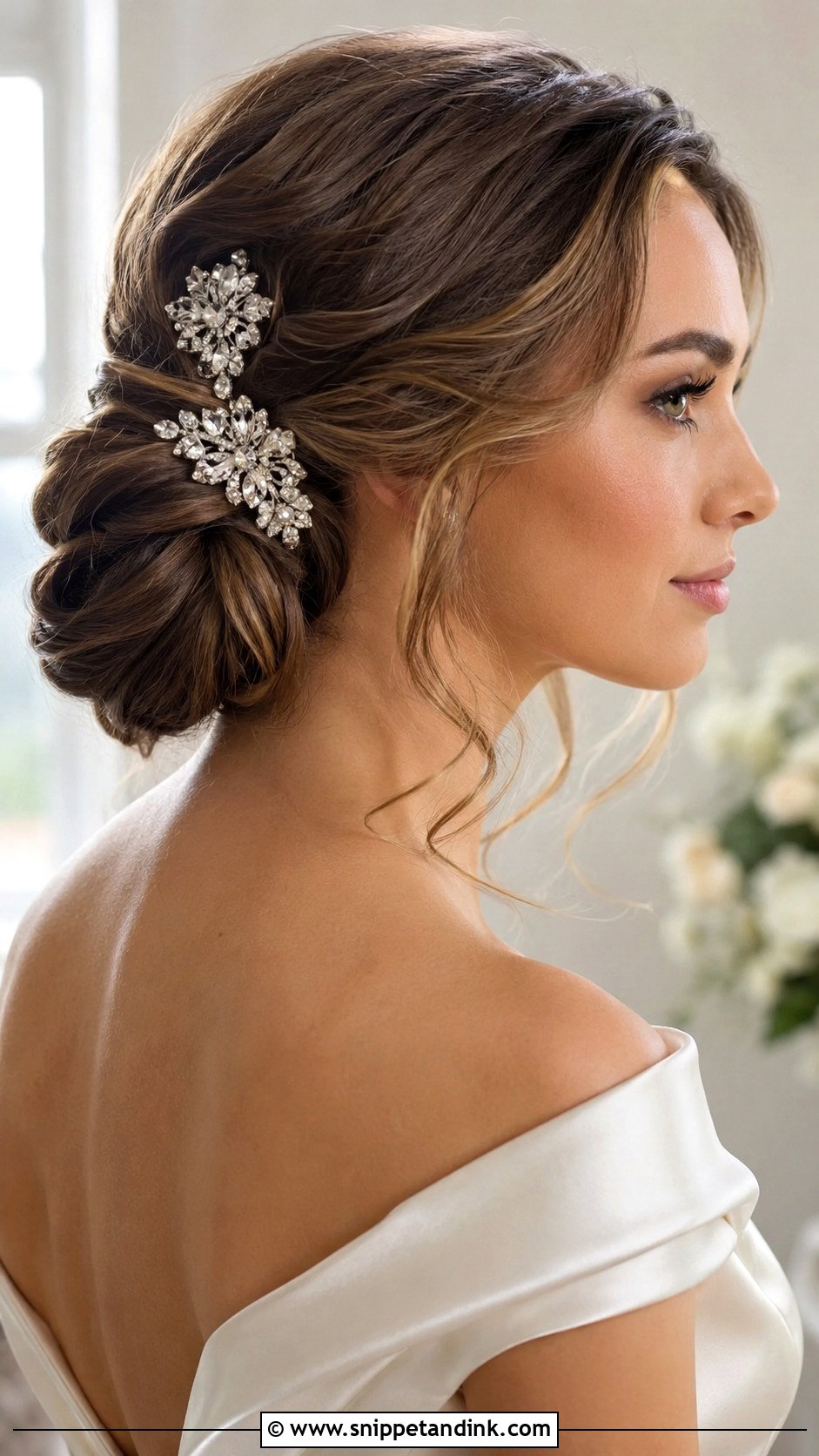 Classic Bridal Updo With Barrettes - Snippet and Ink - 20 Barbara Palvin Wedding Hair Ideas