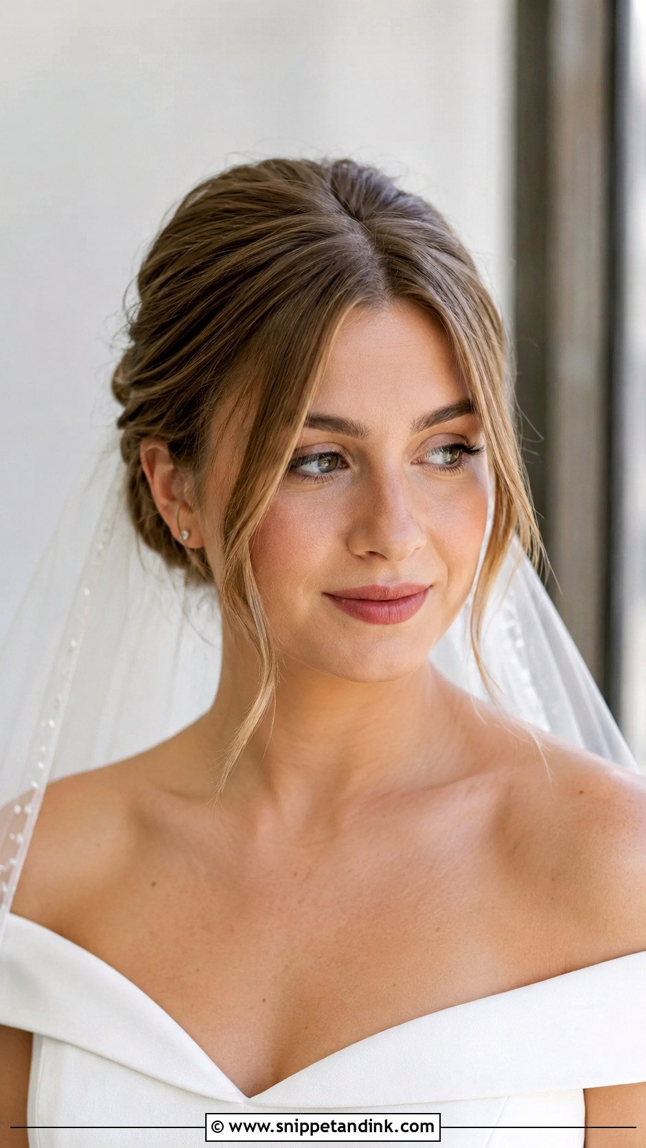 Classic Bridal Updo With Curtain Bangs - Snippet and Ink - 25 Wedding Hairstyles with Bangs