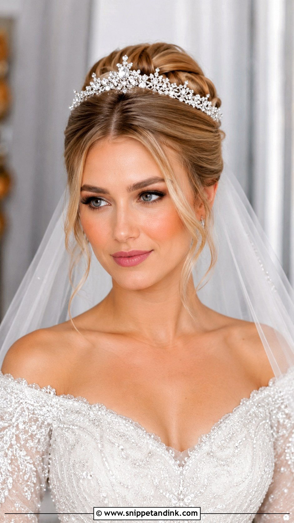 Classic Bridal Updo With Tiara - Snippet and Ink - 20 Bridal Hair Front View Ideas