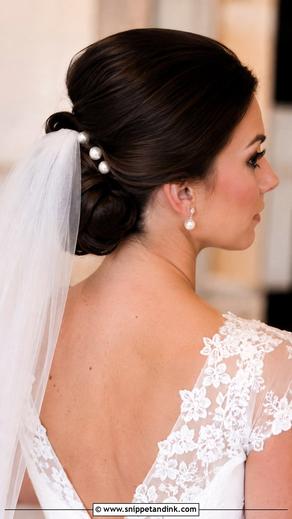 Classic Bridal Updo With Veil - Snippet and Ink - 25 Hailey Bieber Wedding Hair Ideas