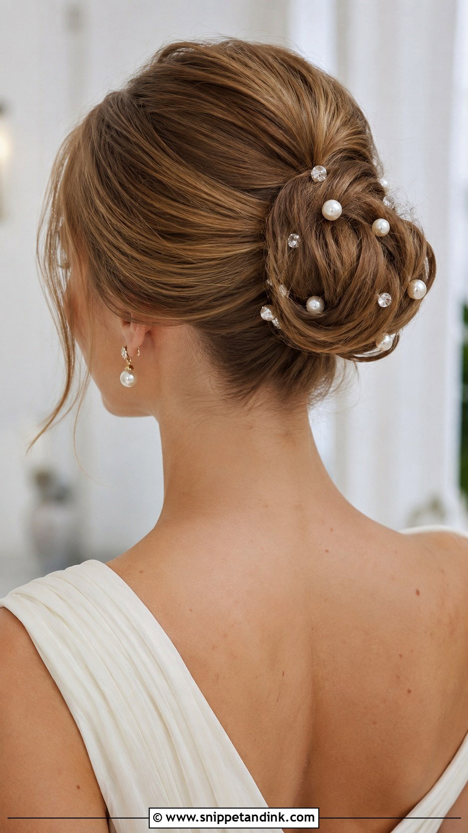 Classic Bun With Pearl Accessories - Snippet and Ink - 20 Wedding Hairstyles for Mother of Bride