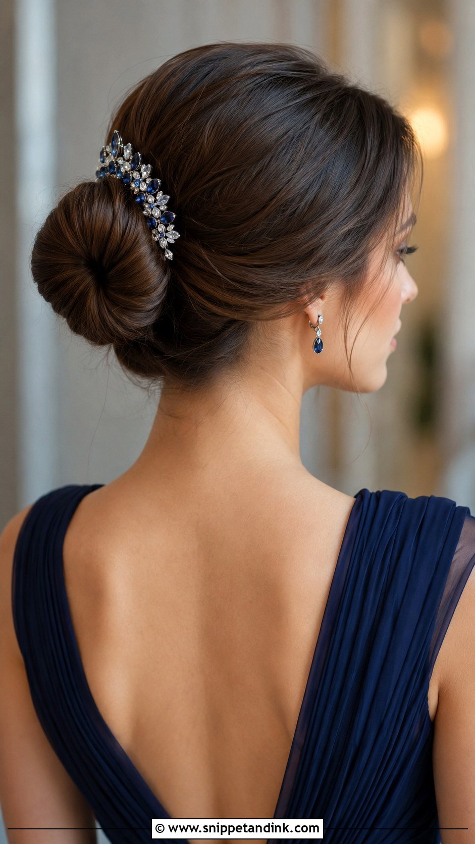 Classic Bun with Statement Accessory - Snippet and Ink - 20 Mother of the Groom Hairstyles Medium Wedding Mom Hair