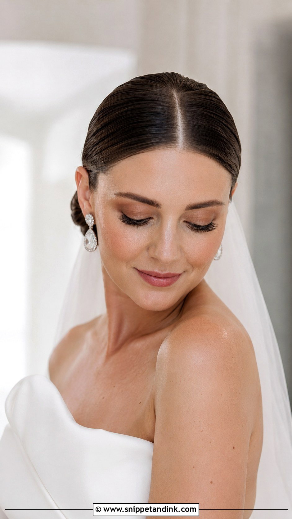 Classic Center Part Sleek Wedding Hairstyle - Snippet and Ink - 30 Open Hair Wedding Hairstyles