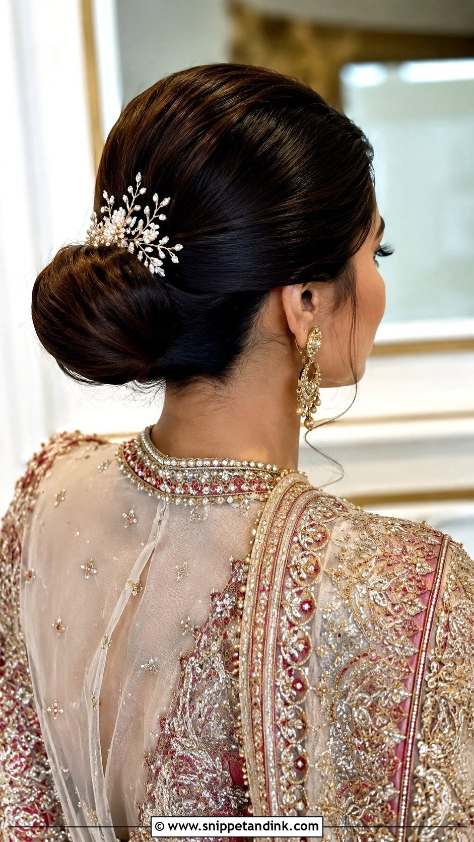 Classic Chignon Bun - Snippet and Ink - 25 Pakistani Wedding Hairstyles
