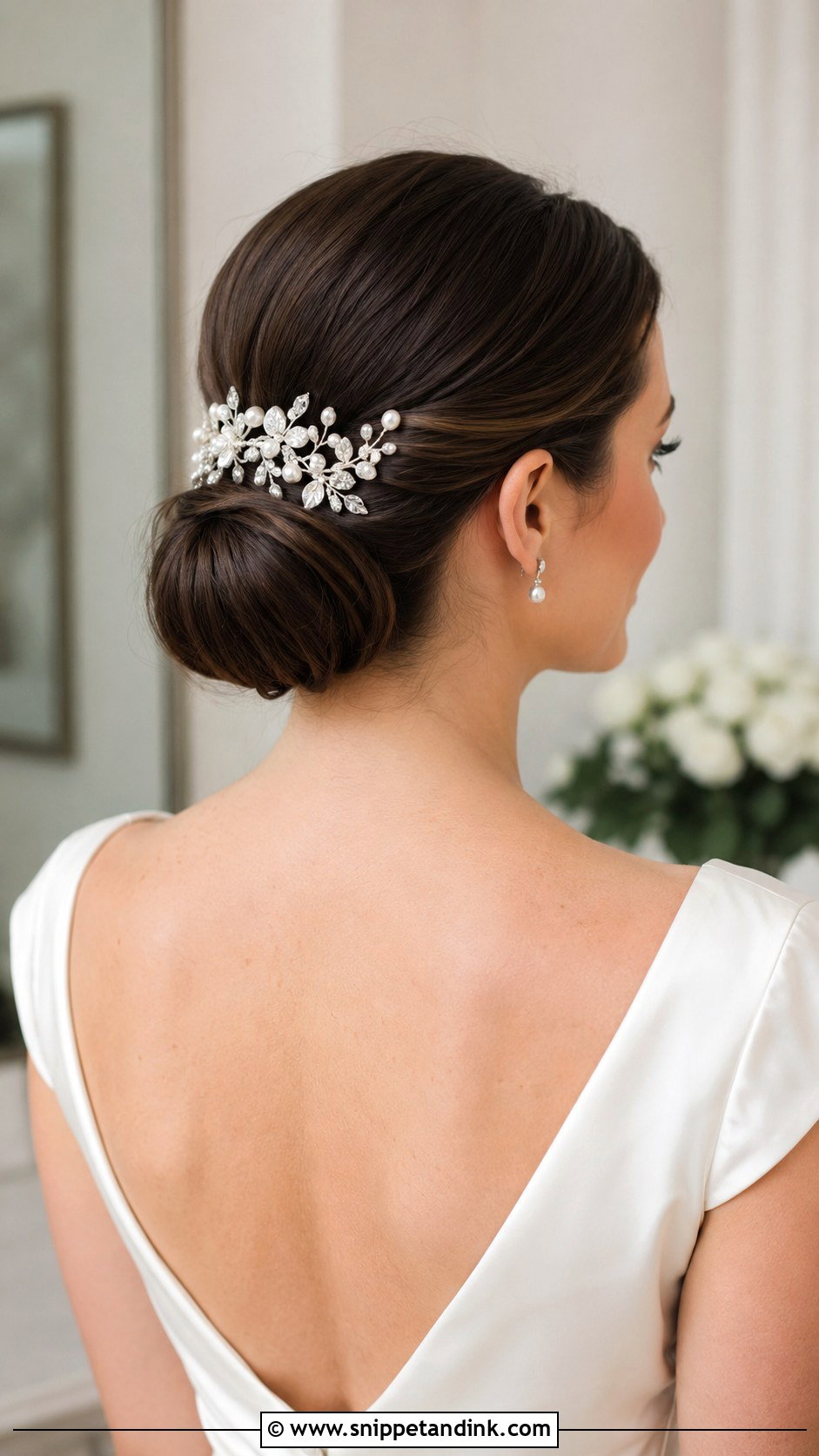 Classic Chignon Bun for Wedding - Snippet and Ink - 20 Bridal Bun Hairstyle Ideas