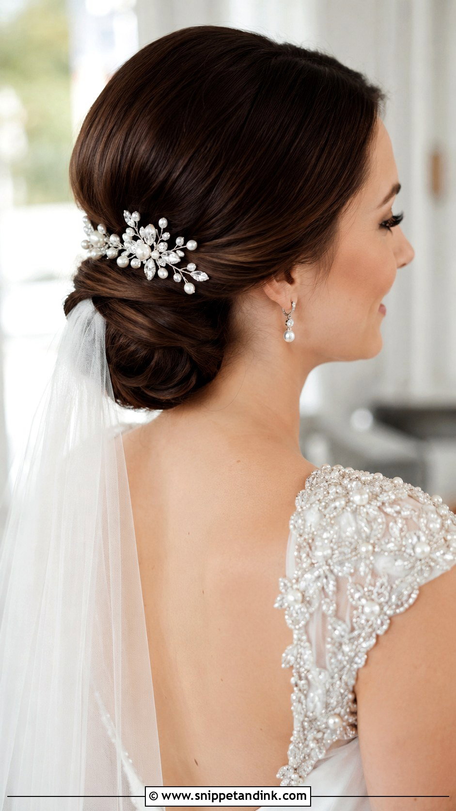 Classic Chignon With Comb - Snippet and Ink - 30 Timeless Bridal Hair Ideas