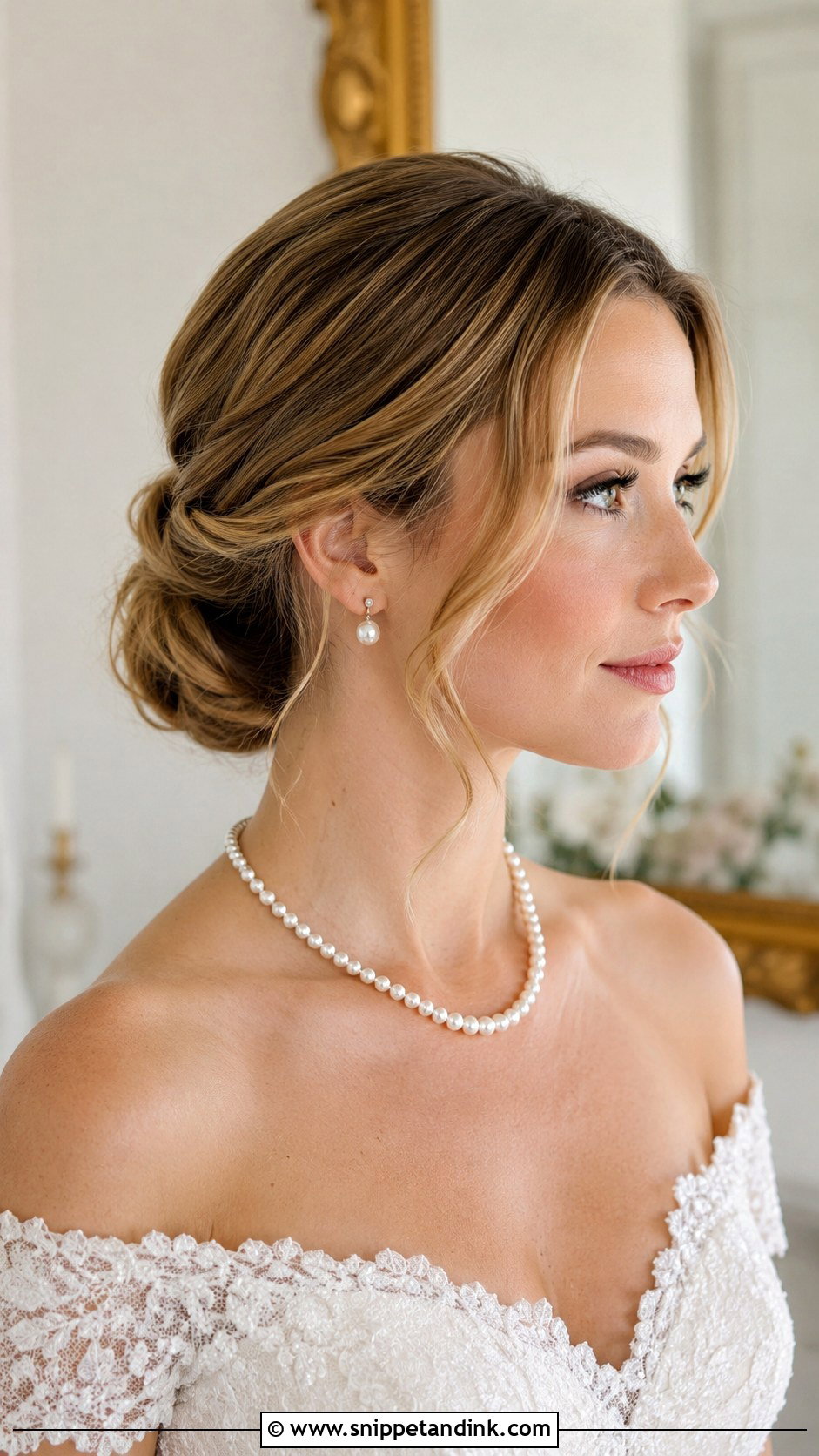 Classic Chignon With Face Framing Tendrils - Snippet and Ink - 20 Round Face Bridal Hair Ideas