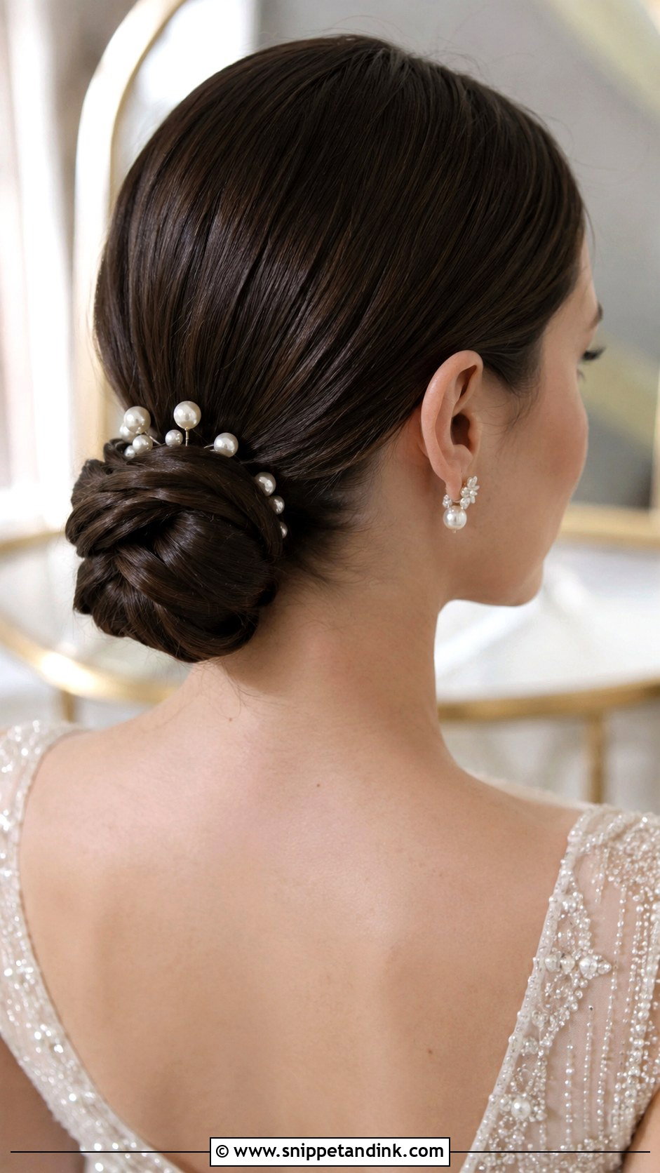Classic Chignon With Pearls - Snippet and Ink - 20 Wedding Hairstyles with Pearls