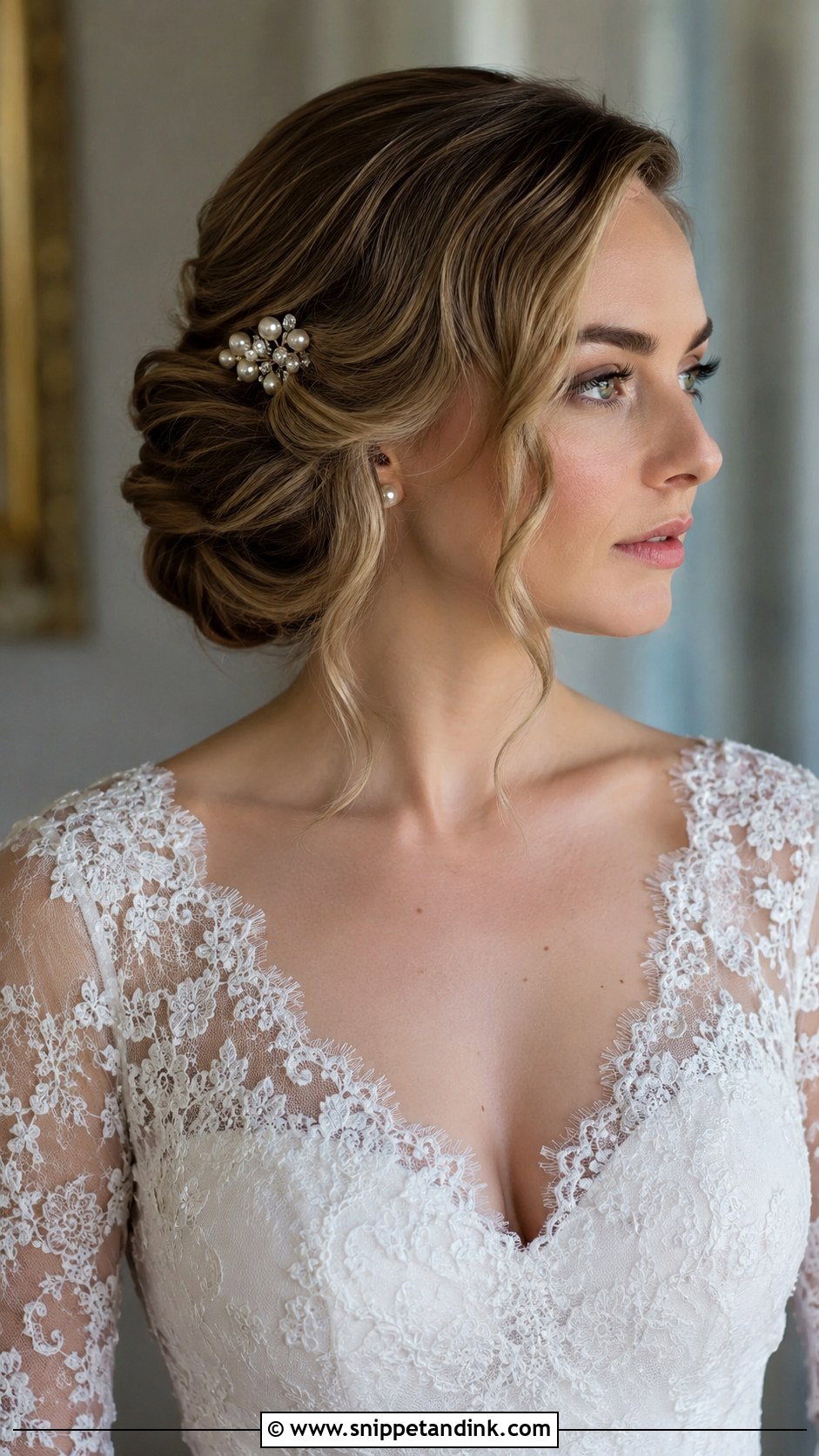 Classic Chignon With Side Waves - Snippet and Ink - 25 Old Hollywood Wedding Hair Ideas