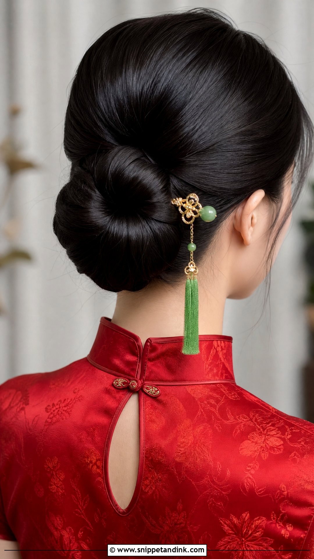 Classic Chignon With Tassel Hairpin - Snippet and Ink - 20 Chinese Wedding Hairstyles