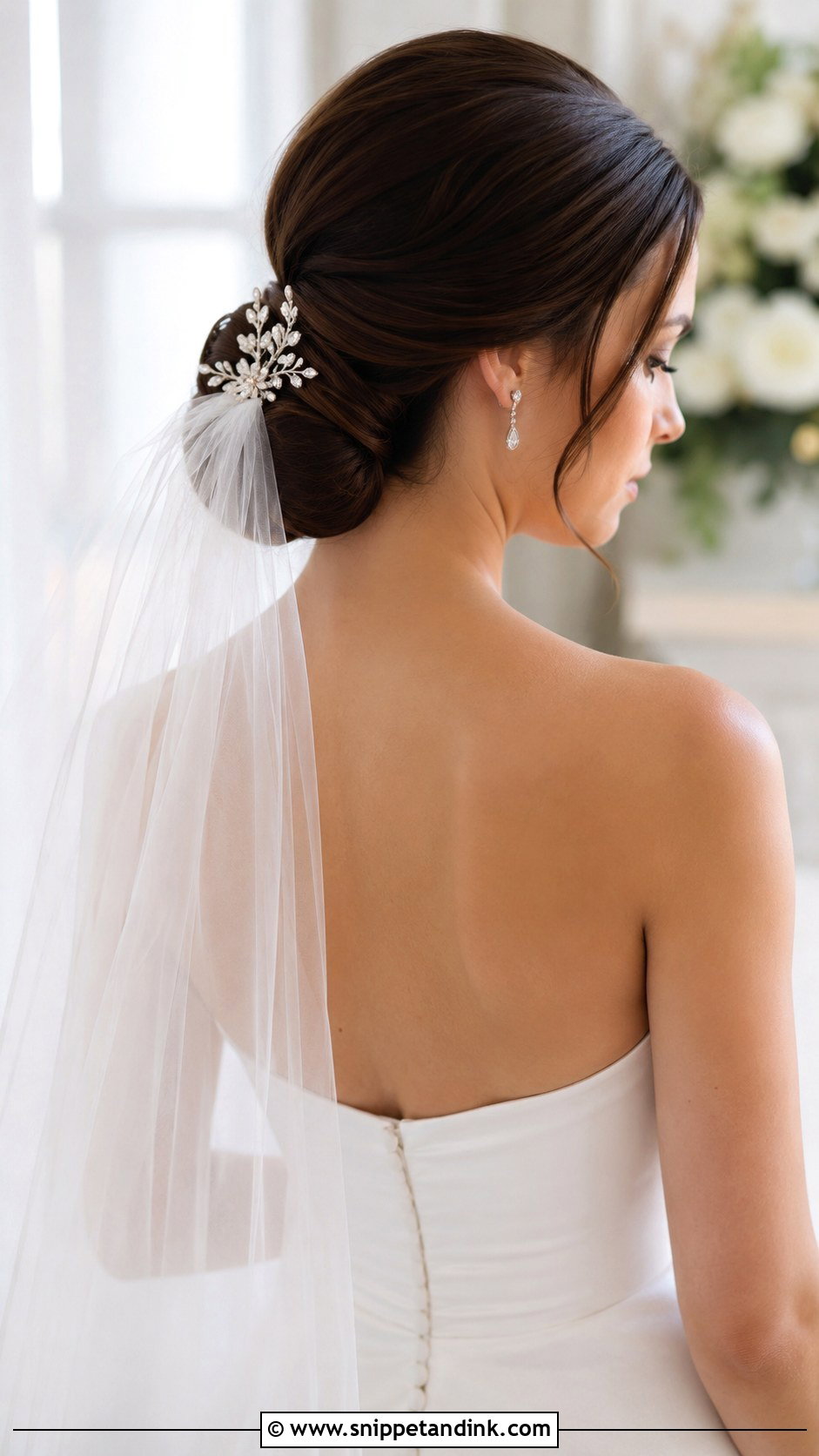 Classic Chignon for Strapless Bride - Snippet and Ink - 25 Wedding Hairstyles for Strapless Dress