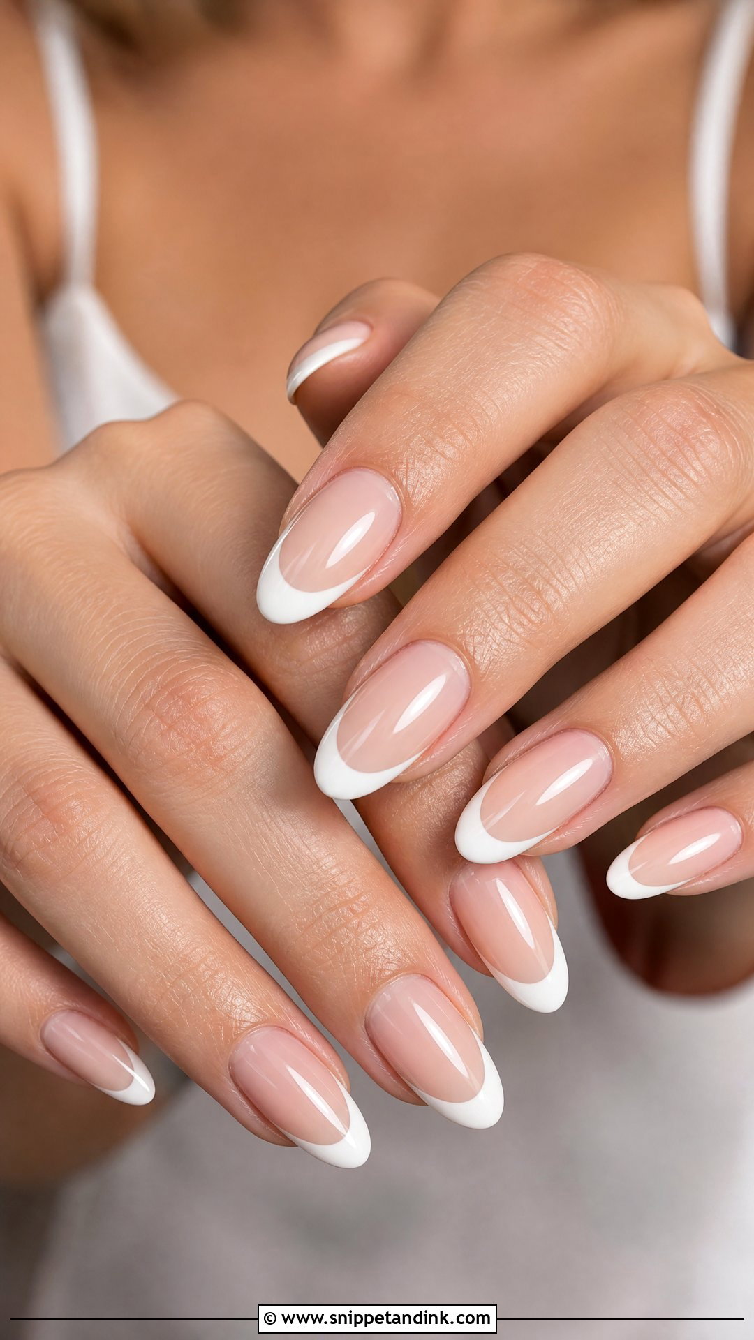 Classic French Almond Bridal Nails - Snippet and Ink - 25 Almond Bridal Nails