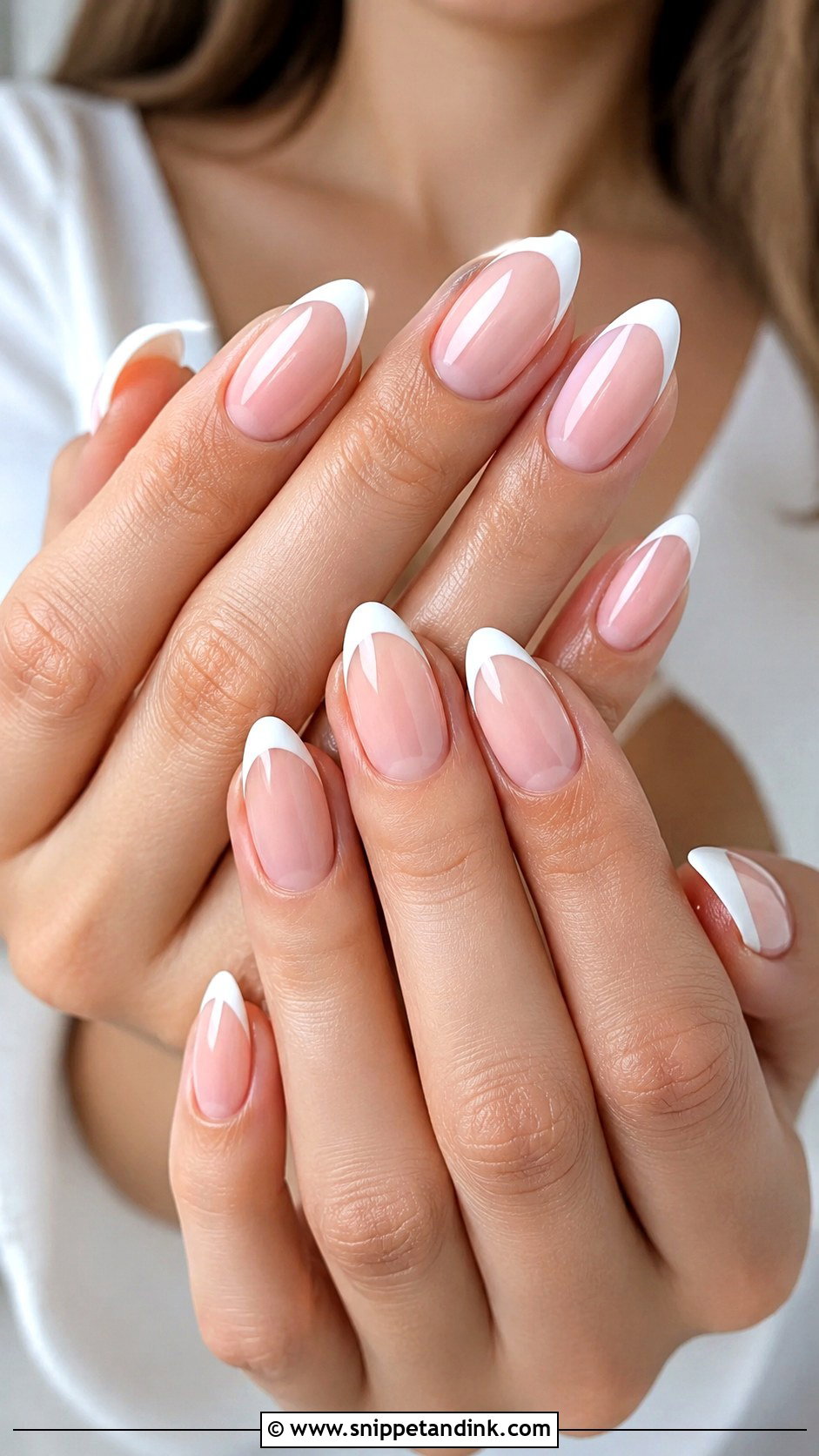 Classic French Bridal Acrylic Nails - Snippet and Ink - 20 Bridal Acrylic Nails