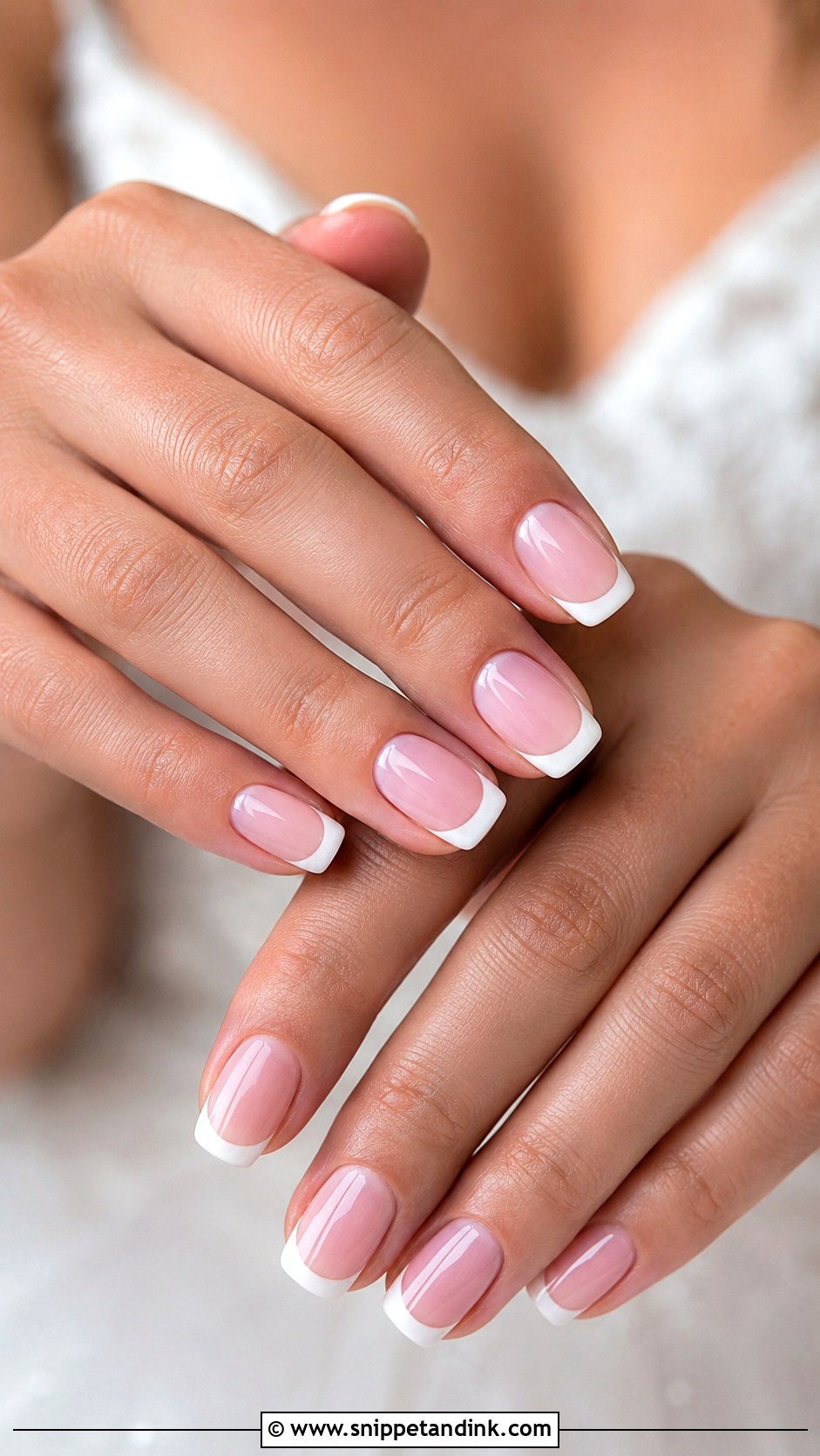 Classic French Bridal Nails - Snippet and Ink - 20 Bridal Nail Color Ideas