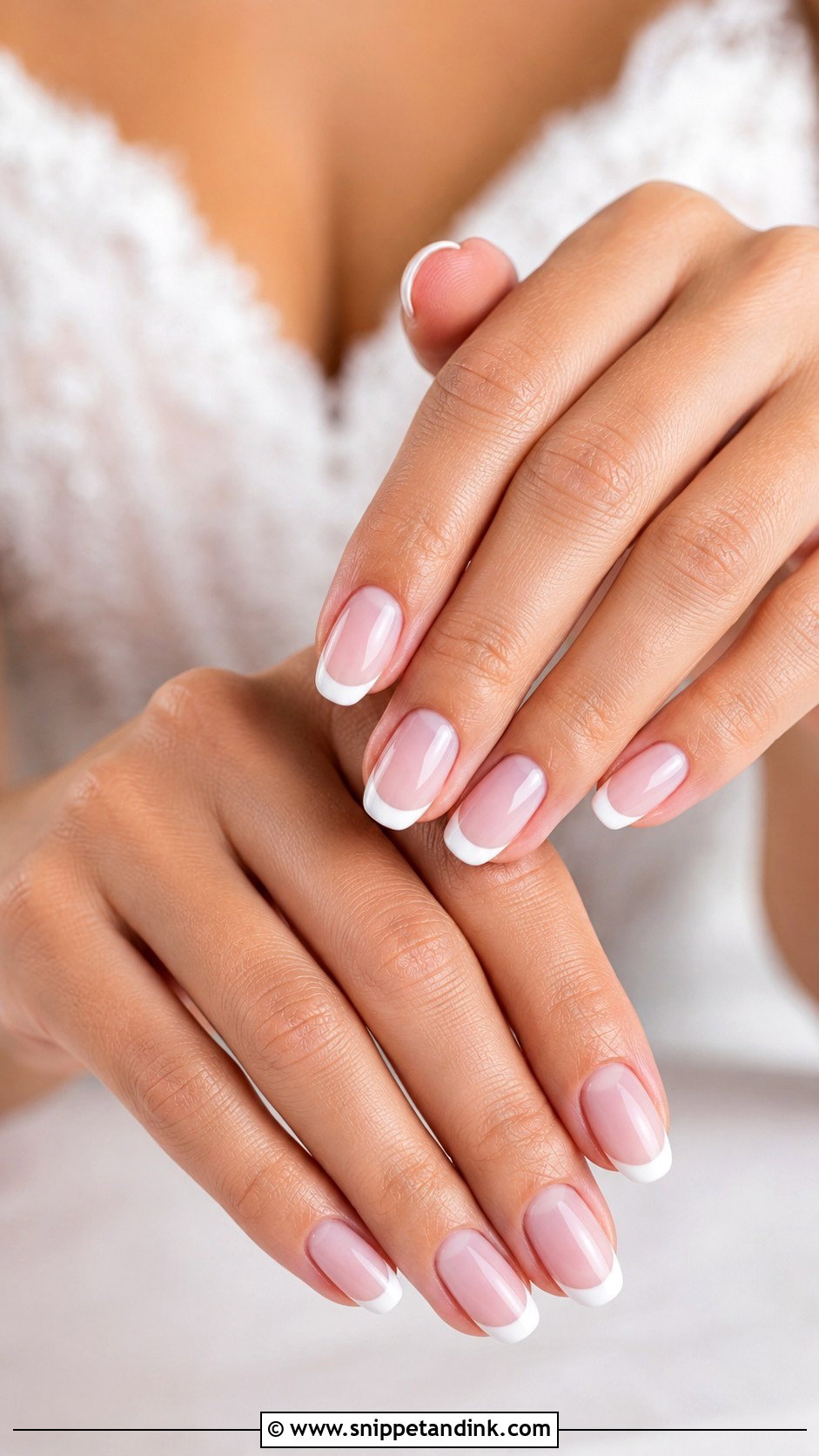 Classic French Tip Bride Wedding Nails - Snippet and Ink - 30 Bride's Nails Wedding