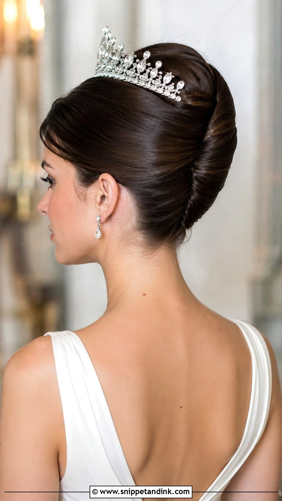 Classic French Twist With Crown - Snippet and Ink - 30 Wedding Hairstyles with Crown