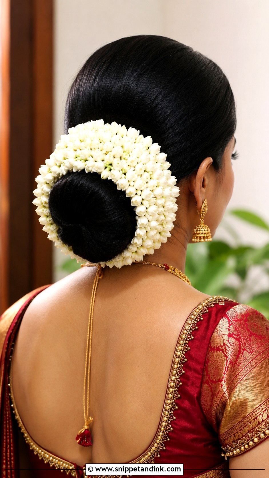 Classic Gajra Wrapped Juda - Snippet and Ink - 25 Bridal Juda Hairstyles with Flowers
