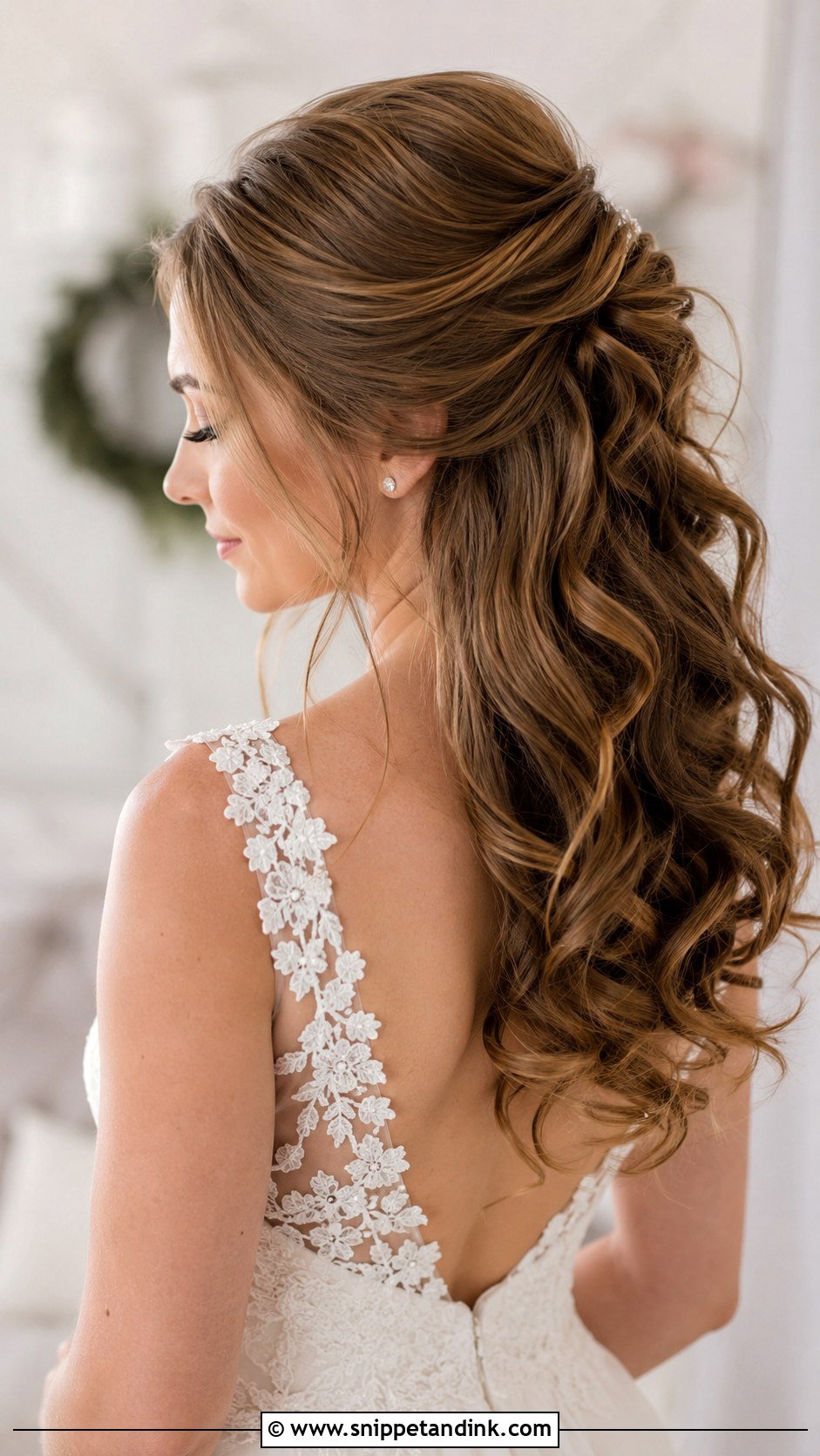 Classic Half Up Bridal Style With Soft Curls - Snippet and Ink - 25 Half-Up Wedding Hair Styles