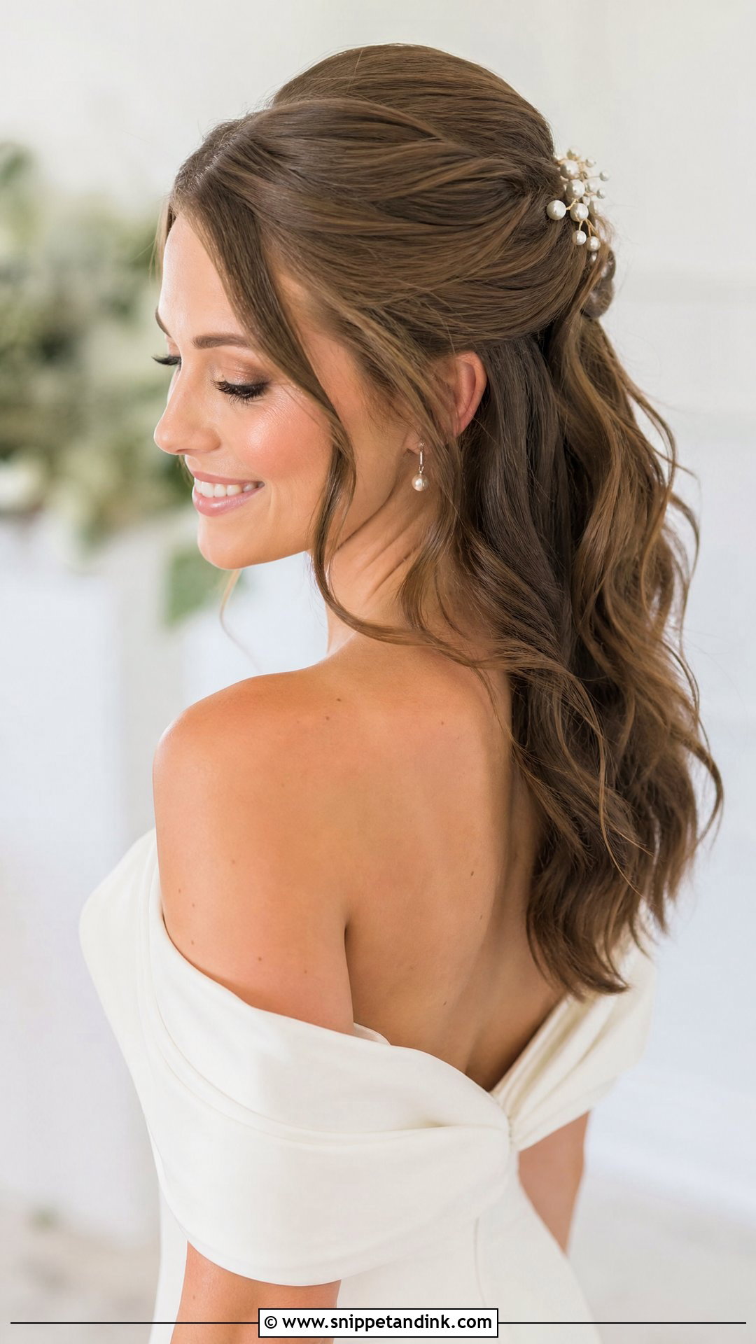 Classic Half Up Ponytail Wedding Hairstyle - Snippet and Ink - 20 Half-Up Ponytail Wedding Ideas