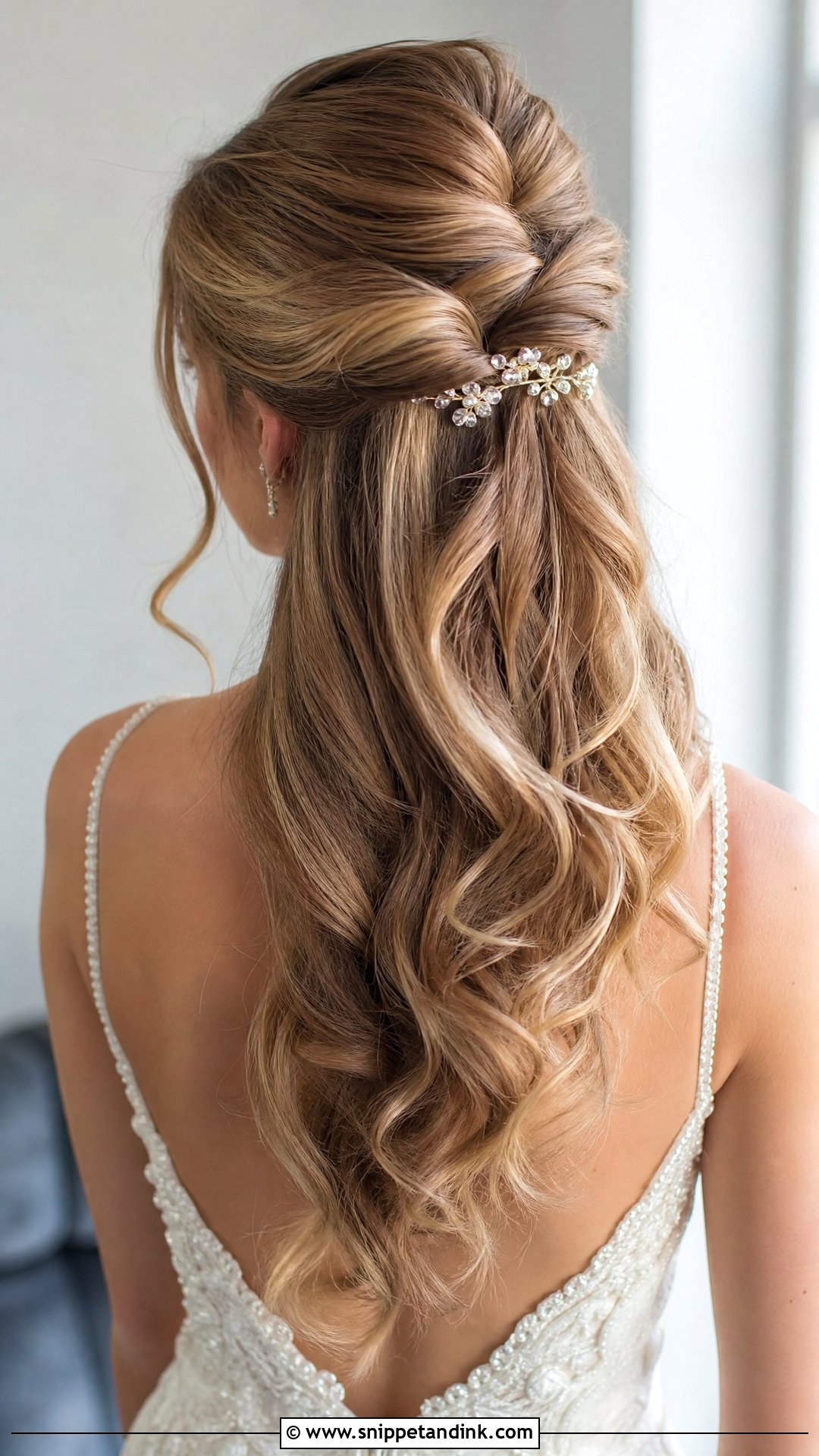Classic Half Up Wedding Hairstyle With Soft Curls - Snippet and Ink - 20 Half-Up and Half-Down Wedding Hairstyles