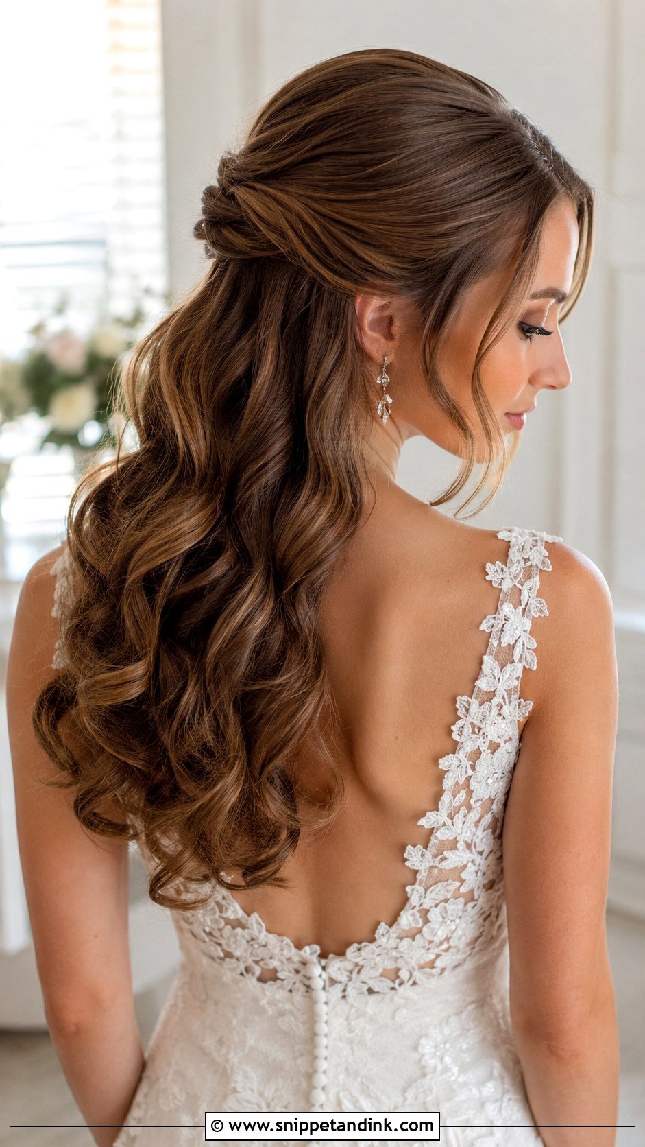 Classic Half Up With Soft Curls - Snippet and Ink - 35 Bridal Half-Up Half-Down Hair Ideas