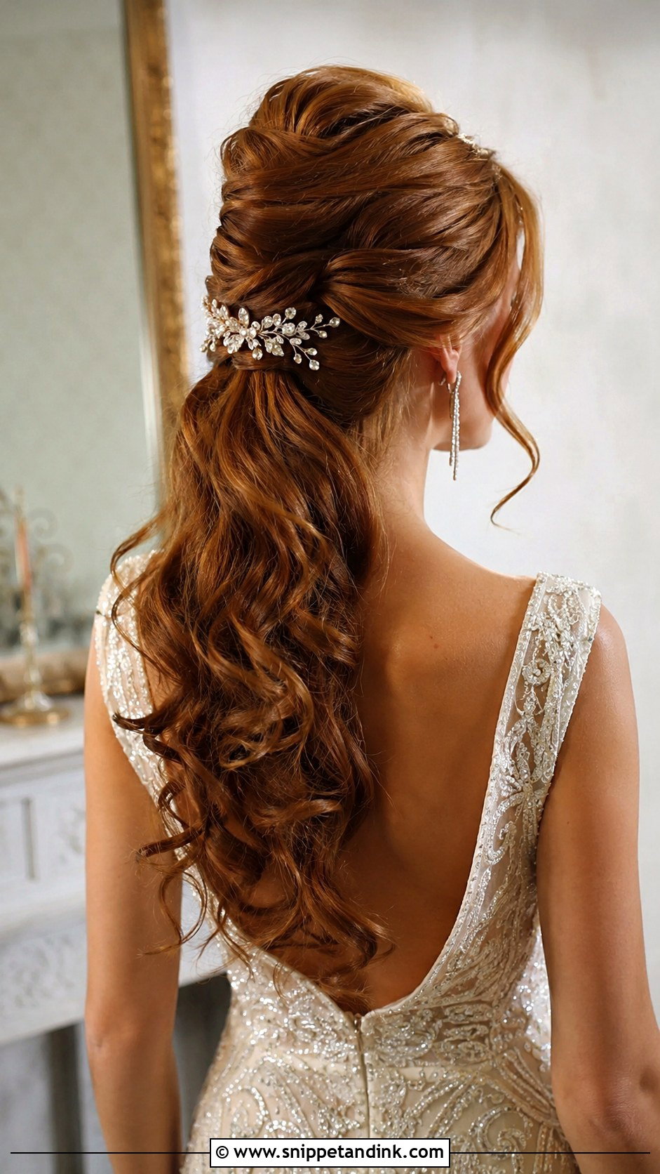 Classic Half Updo with Barrel Curls - Snippet and Ink - 25 Medium Length Half-Up Half-Down Wedding Hairstyles