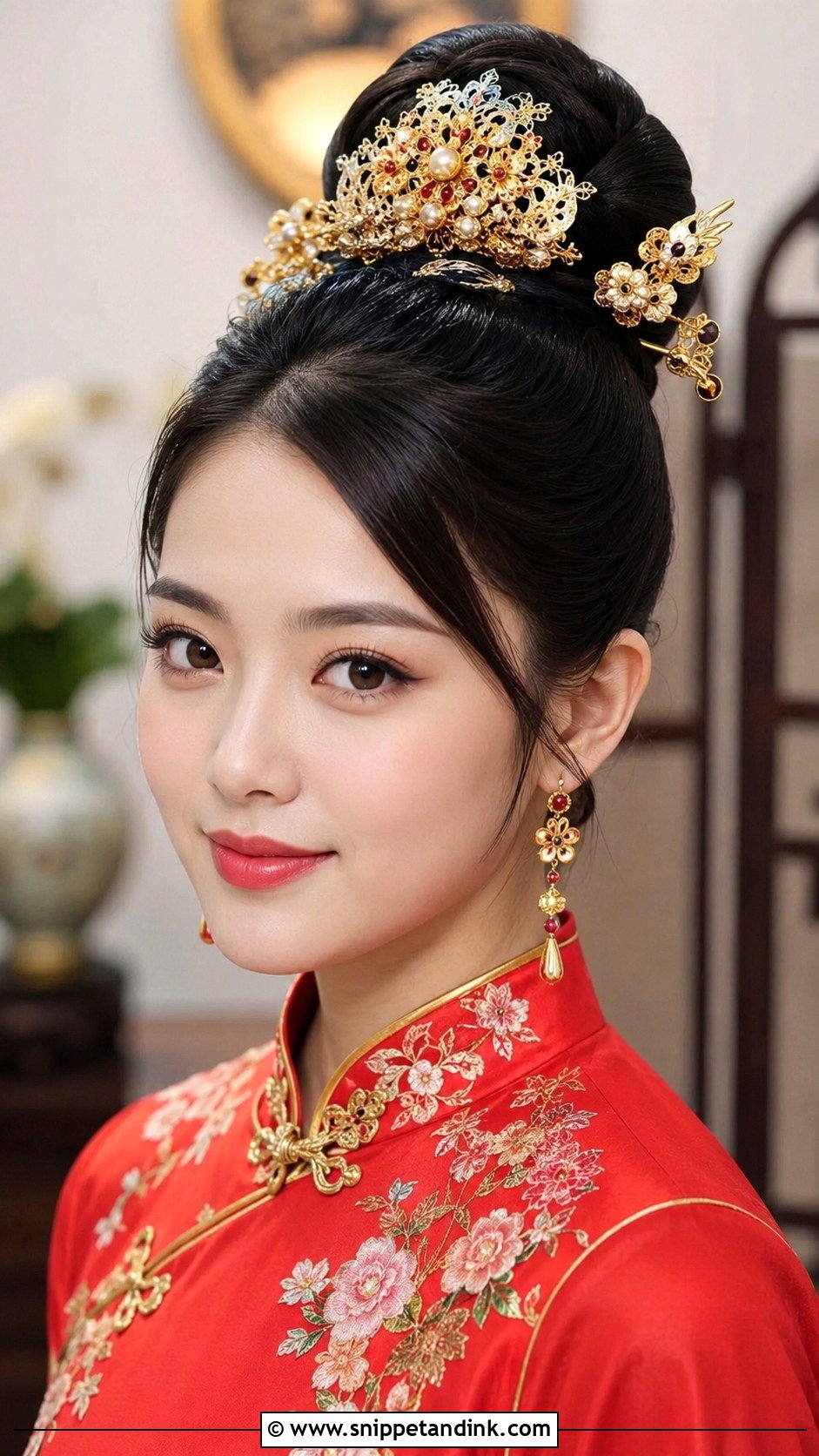 Classic High Bun With Tusuk Konde - Snippet and Ink - 20 Sangjit Hairstyle Ideas